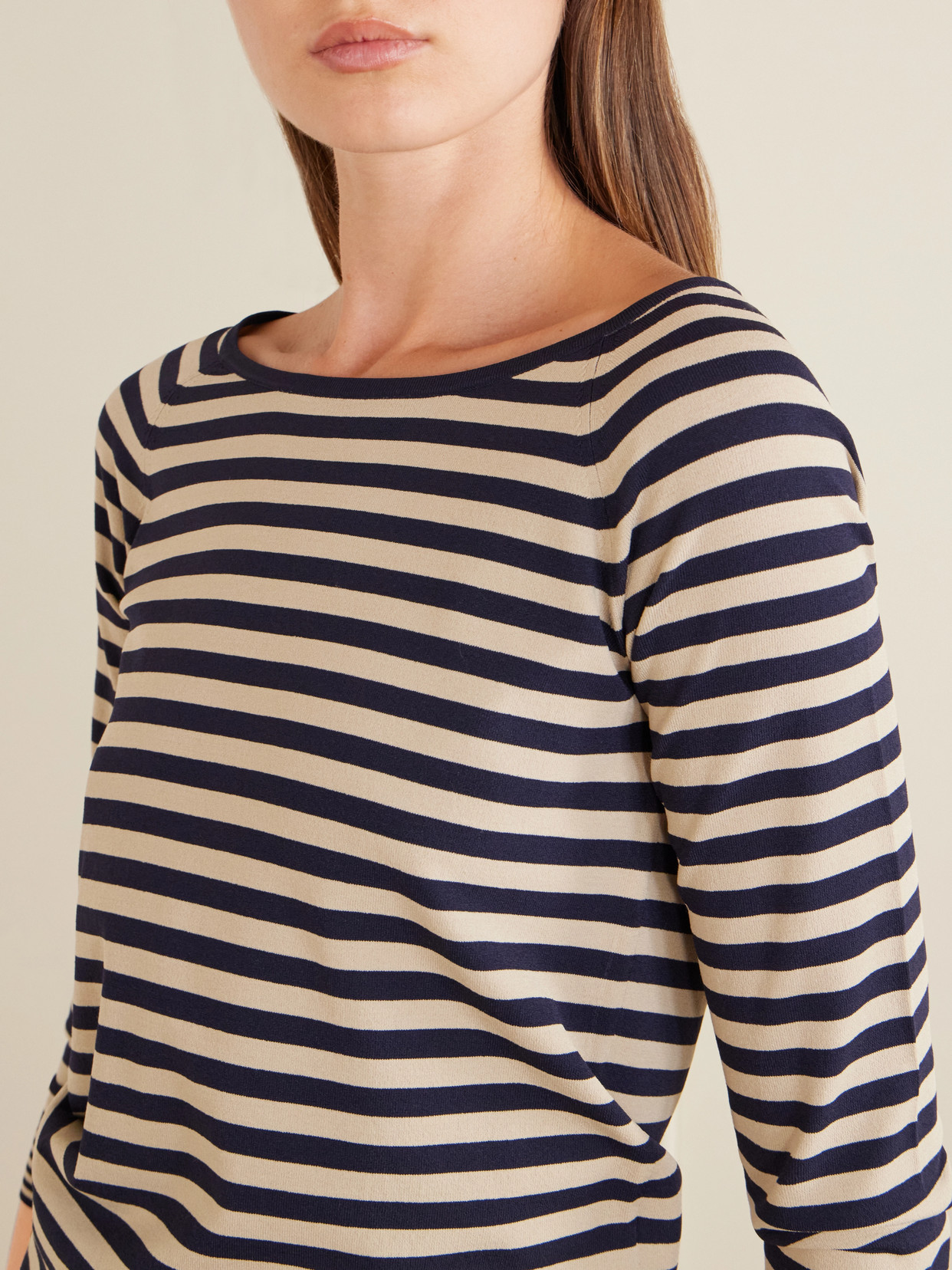 Tie-Detailed Striped Jersey Sweater