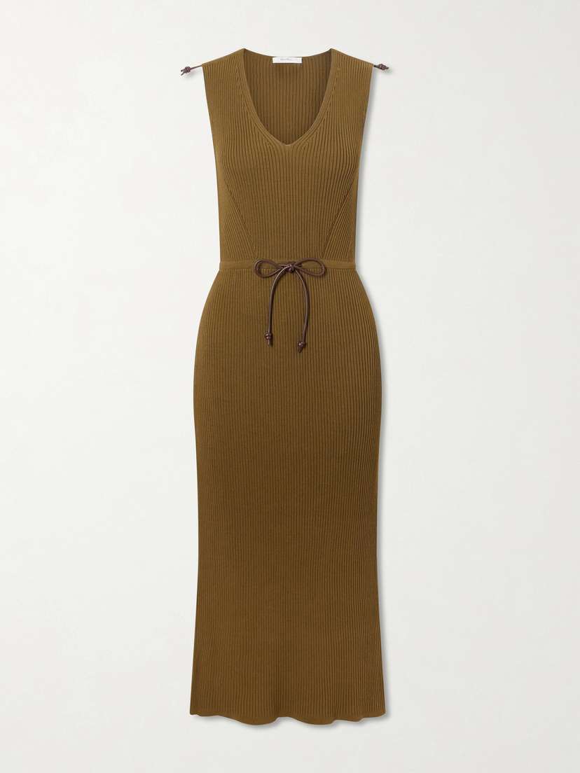 Max Mara Fado Cotton-blend Ribbed-knit Midi Dress