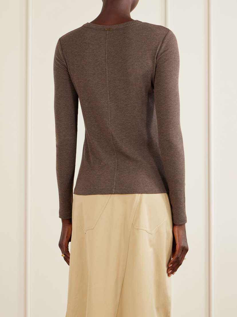 Max Mara Salmone Ribbed Jersey T-shirt | Thumbnail 4 Max Mara Salmone Ribbed Jersey T-shirt | Thumbnail 4