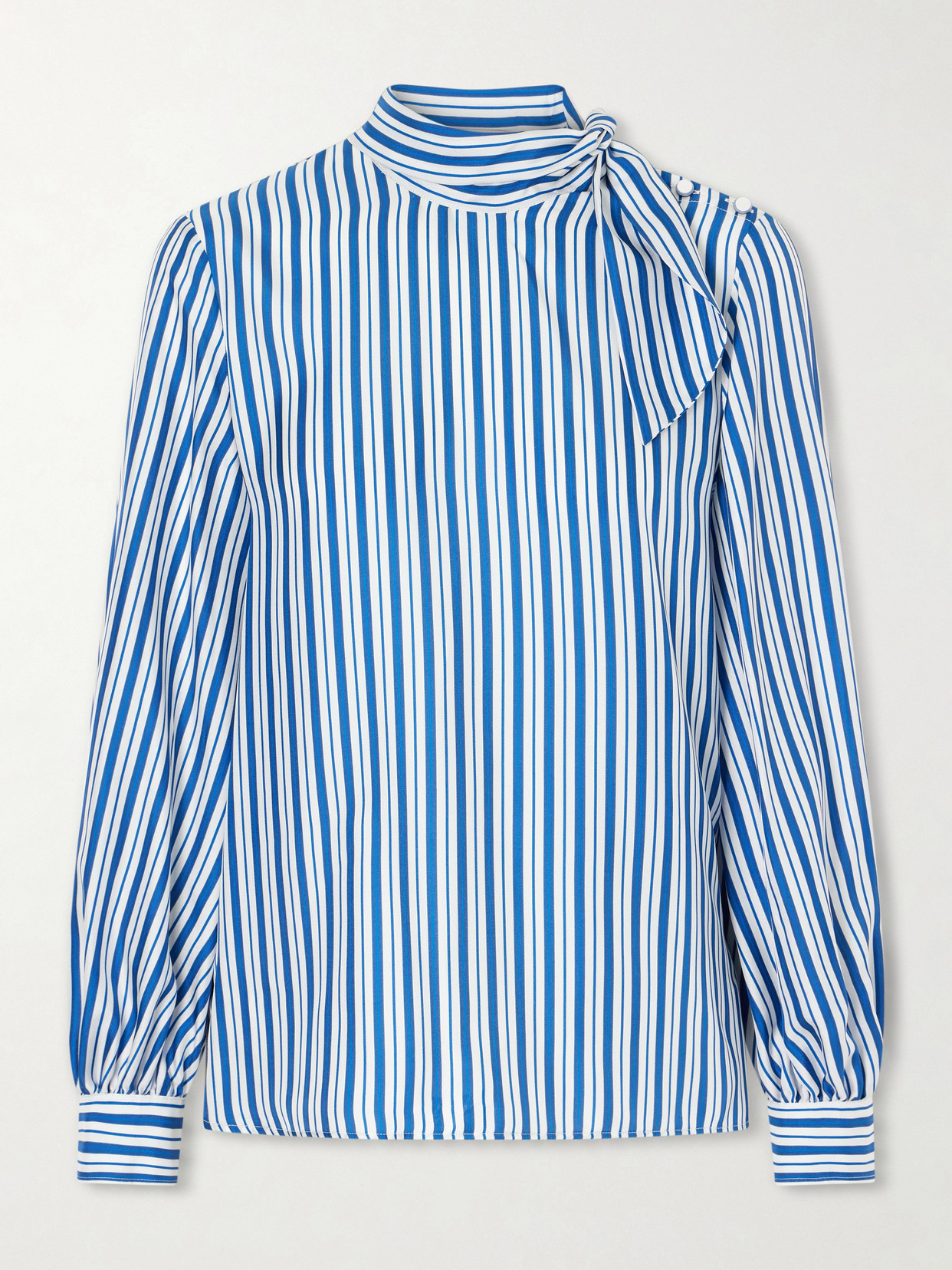 Max Mara Striped Silk Shirt In Blue