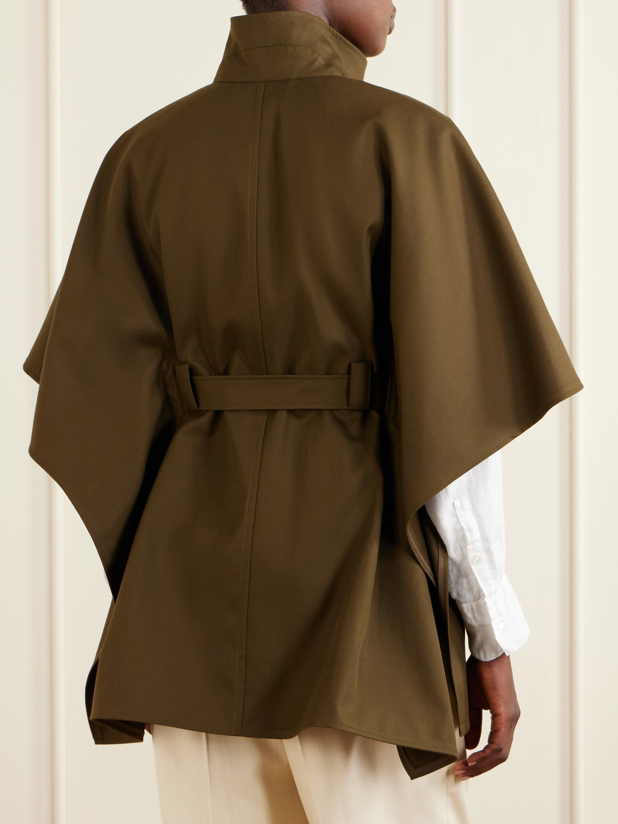 Belted Cotton Gabardine Cape