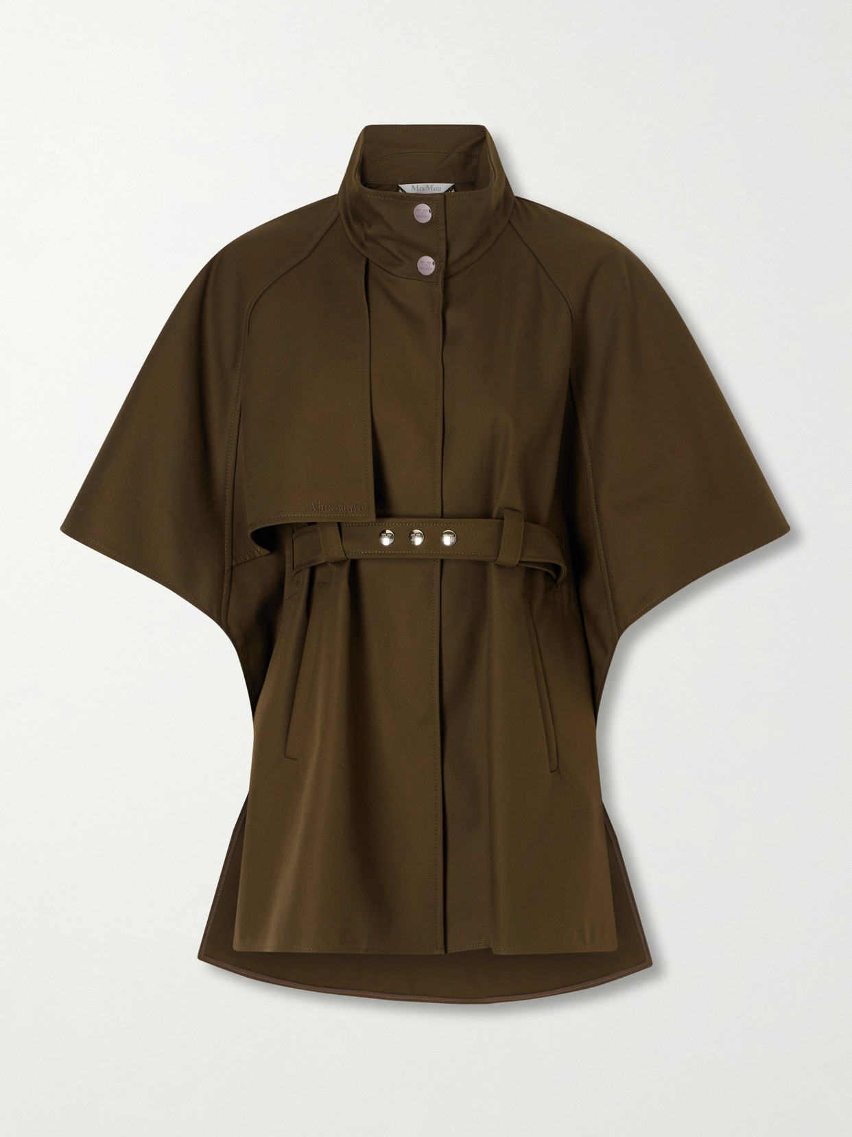 Belted Cotton Gabardine Cape