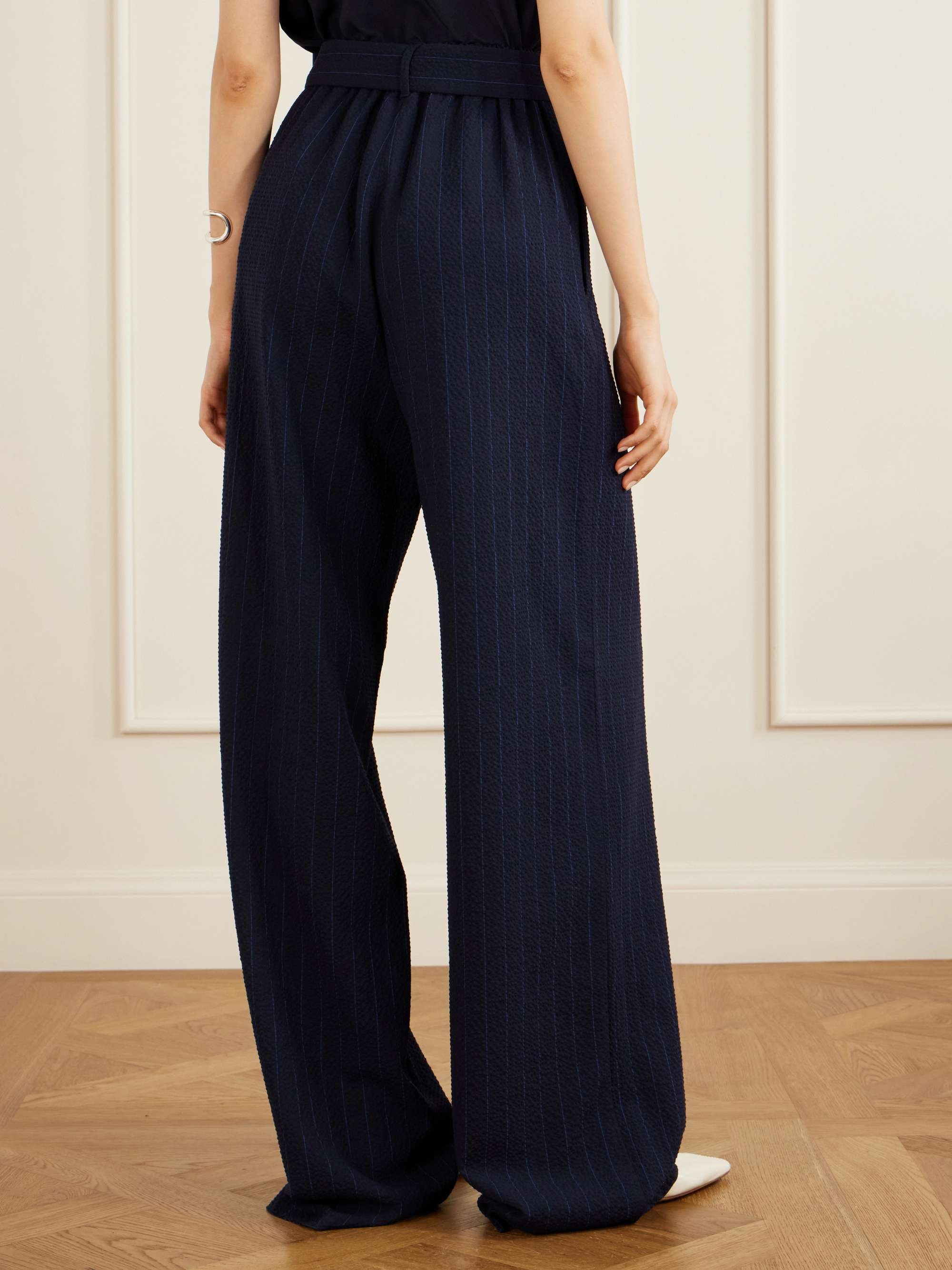 MAX MARA Striped seersucker virgin wool-blend pants | NET-A-PORTER