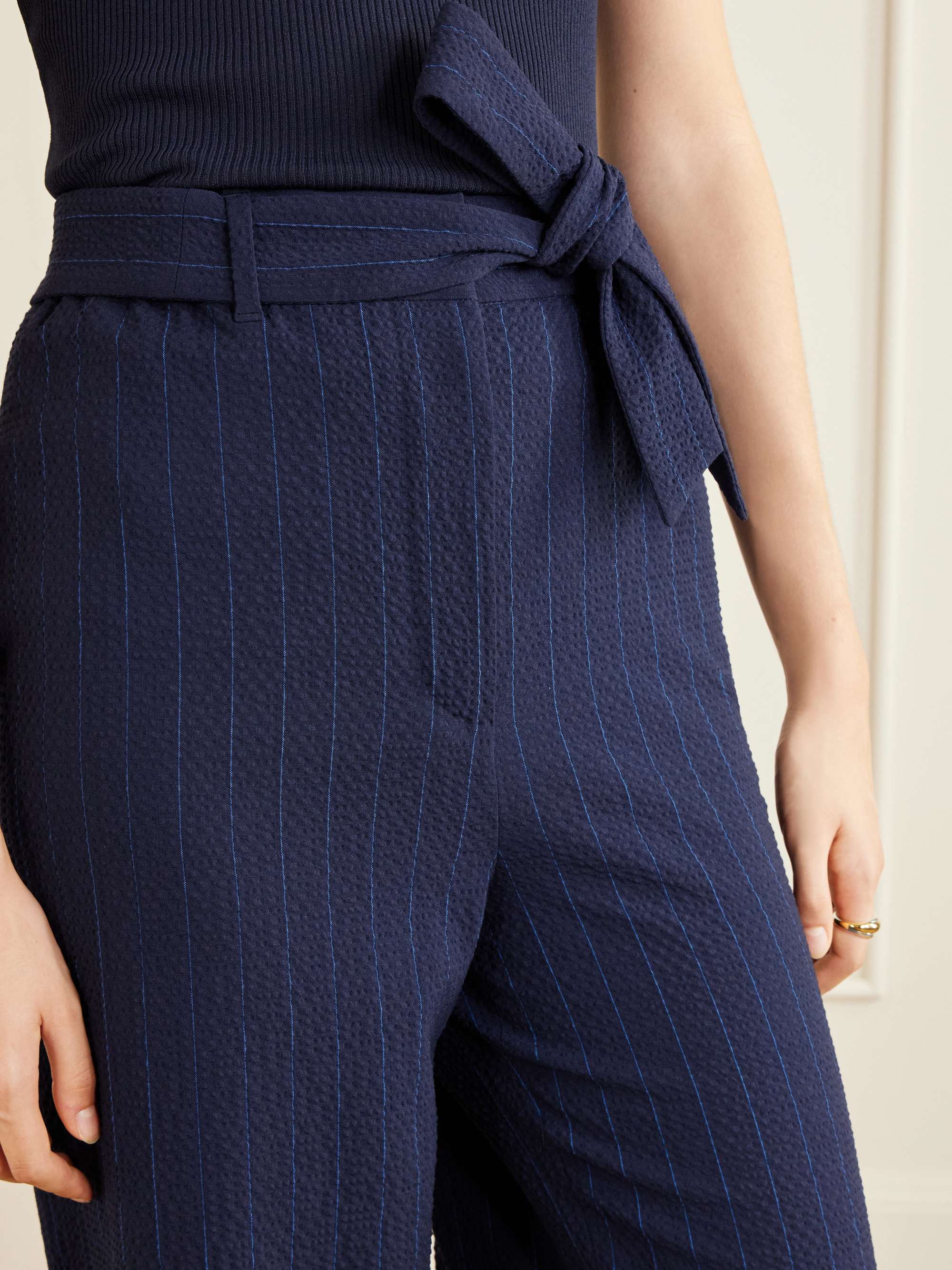 MAX MARA Lira striped seersucker virgin wool-blend pants | NET-A
