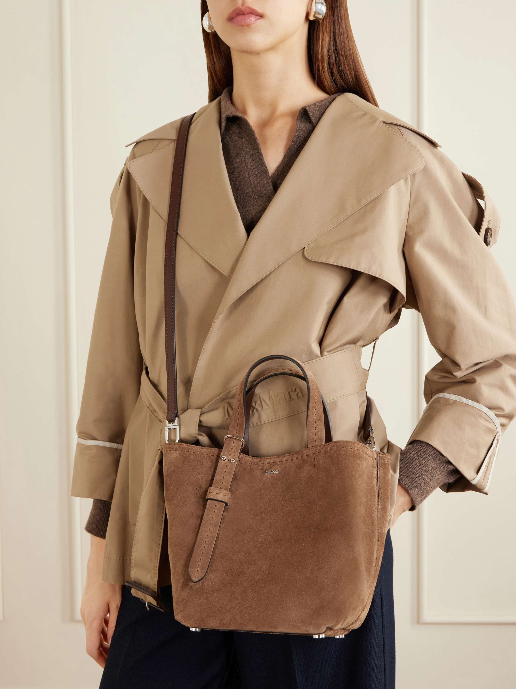MAX MARA Archetipo logo-embellished suede tote | NET-A-PORTER