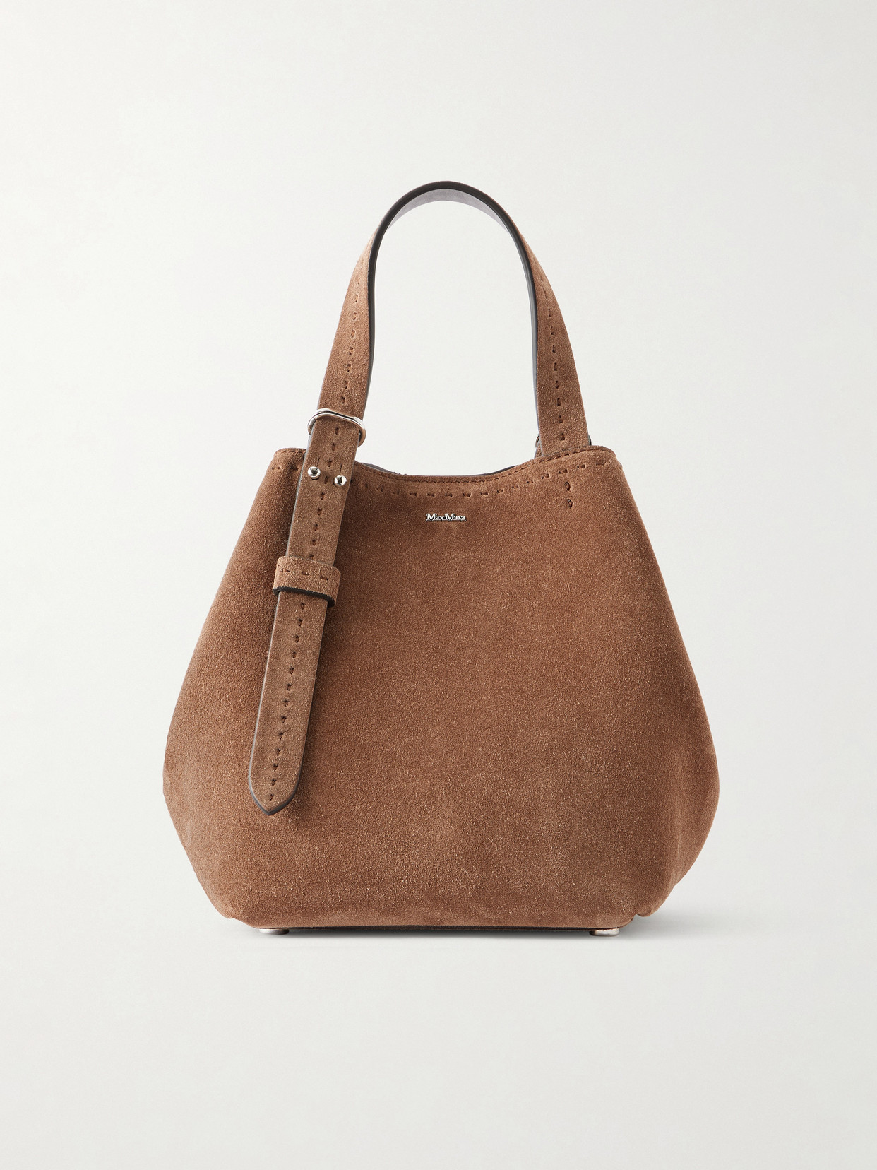 Max Mara Archetipo Logo-embellished Suede Tote In Brown