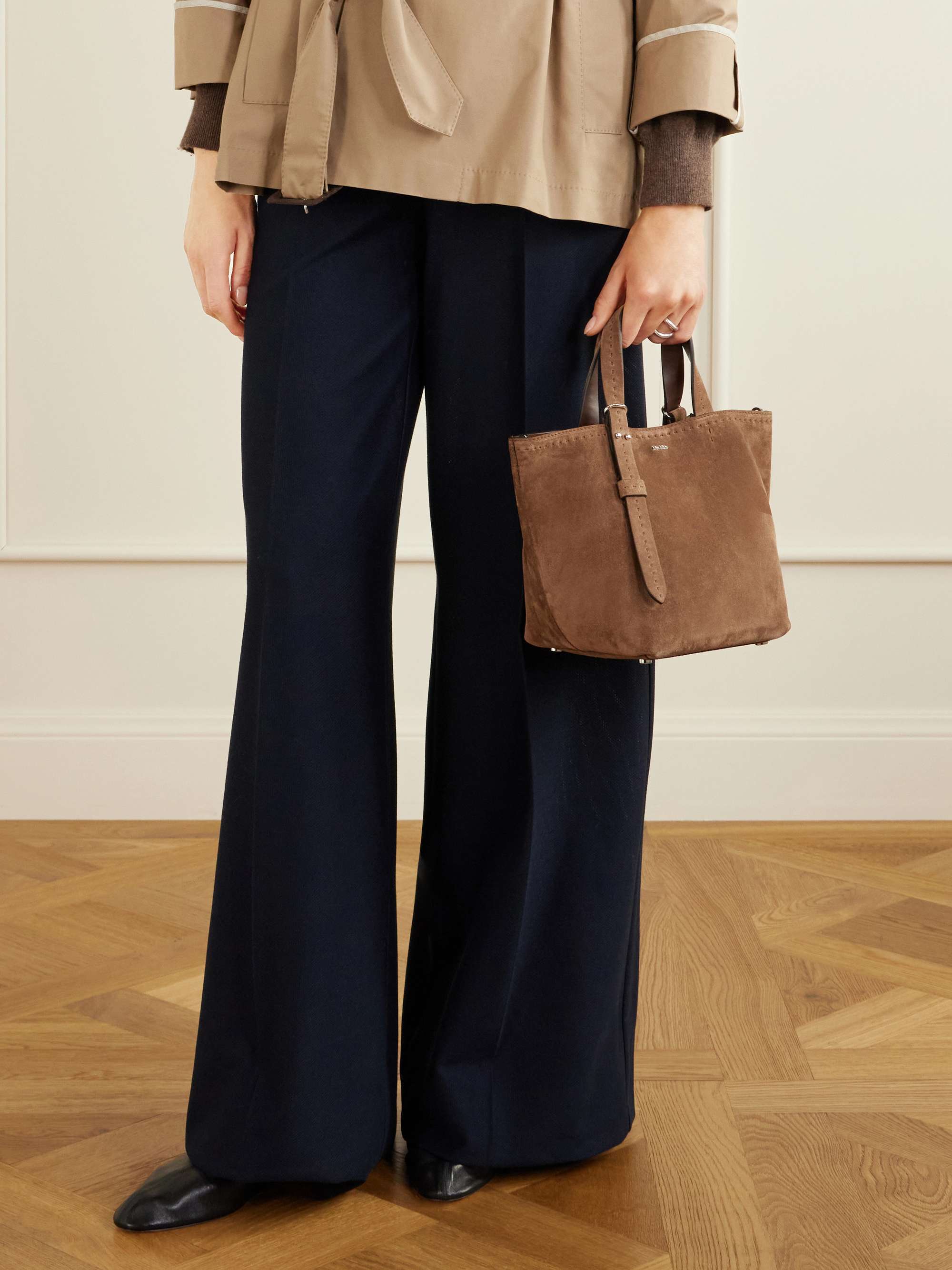 MAX MARA Archetipo logo-embellished suede tote | NET-A-PORTER