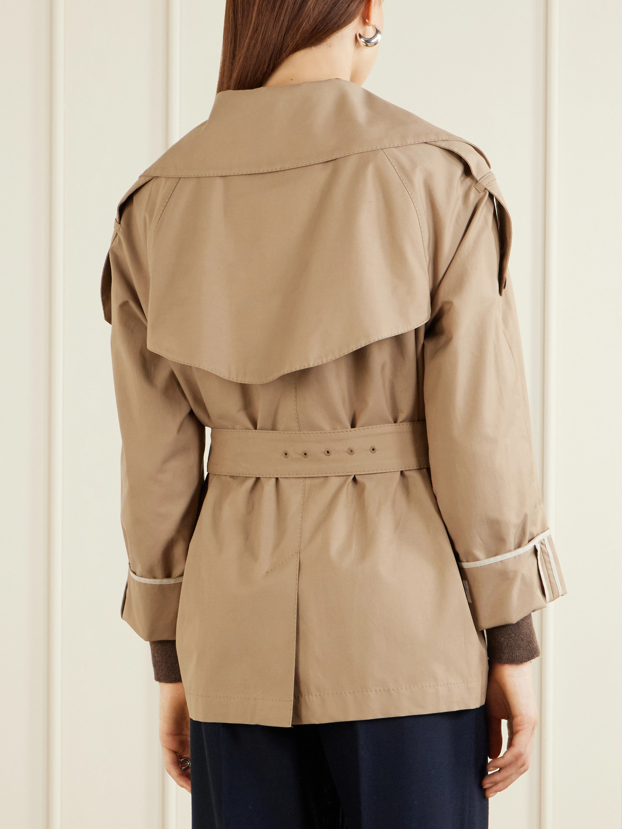 Cropped Belted Cotton-Blend Trench Coat