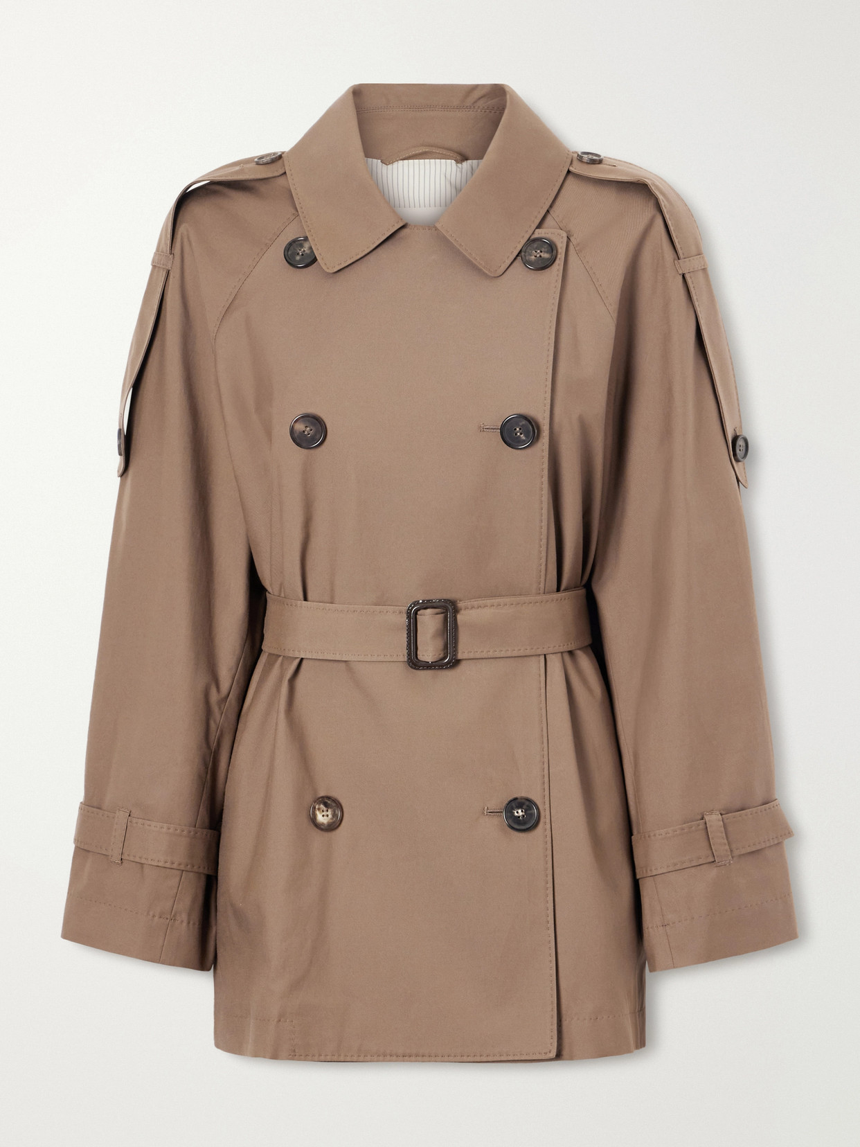 Max Mara Double-breasted Cotton-blend Twill Trench Coat In Brown