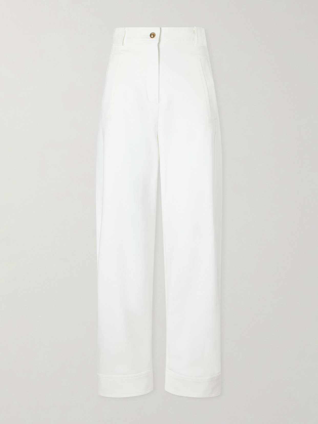 Max Mara Adorni Stretch-cotton High-rise Tapered Pants In White