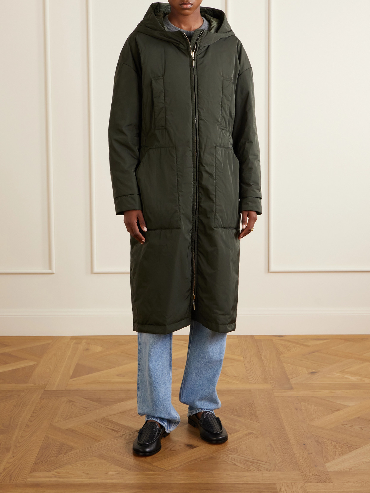 Max Mara Padded Shell Coat In Black