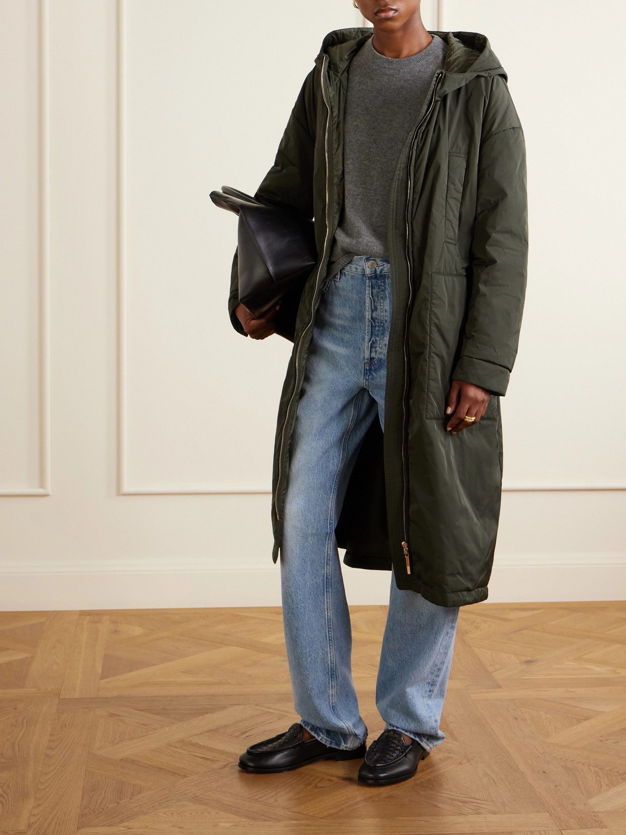 Max Mara Padded Shell Coat In Black