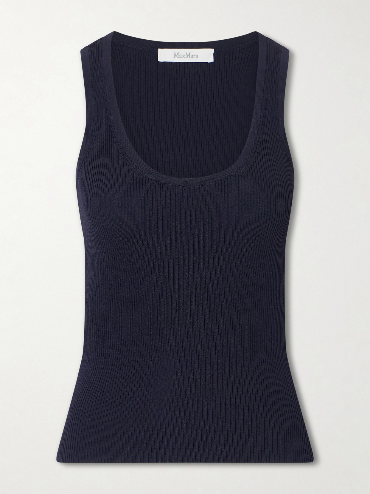 Max Mara Mxmeditta Ribbed Woven Tank In Black