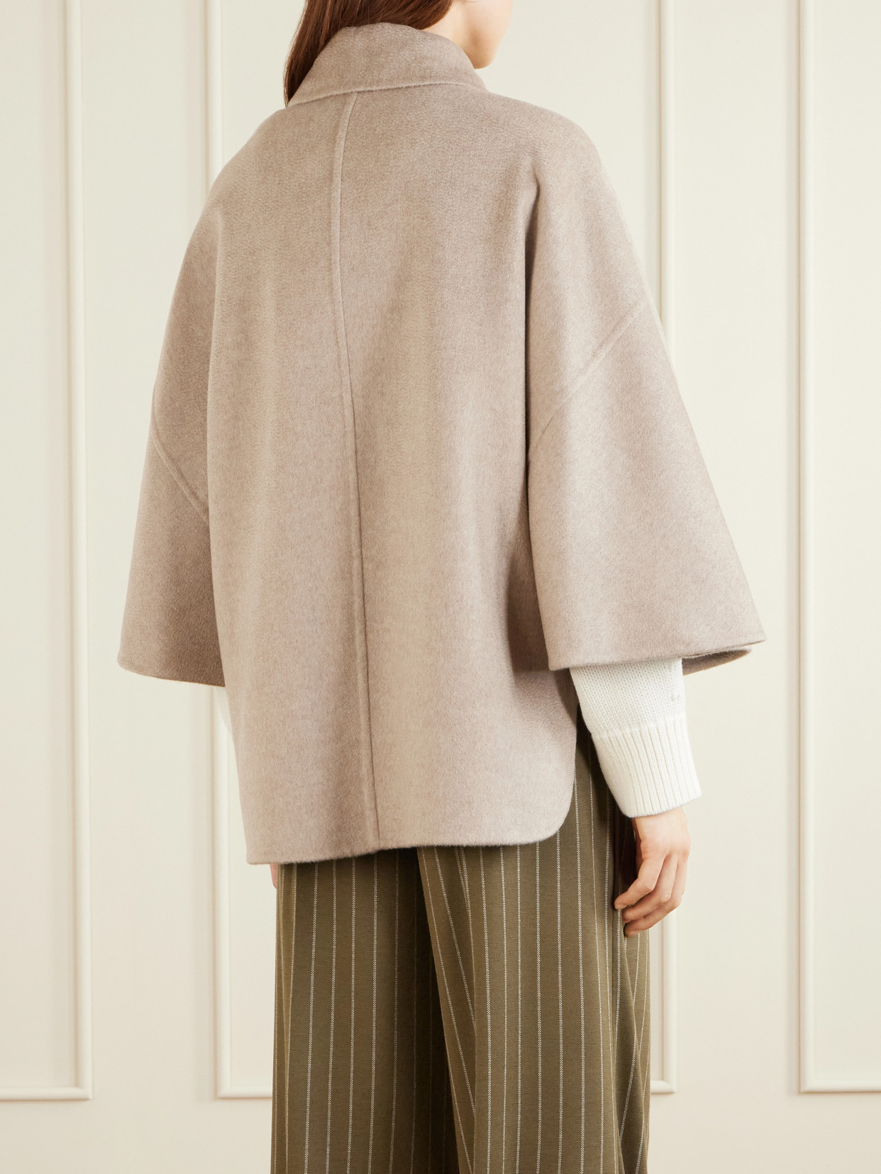 Leather-Trimmed Cashmere Cape