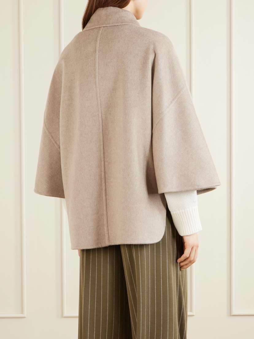 Max Mara Leather-trimmed Cashmere Cape | Thumbnail 4 Max Mara Leather-trimmed Cashmere Cape | Thumbnail 4