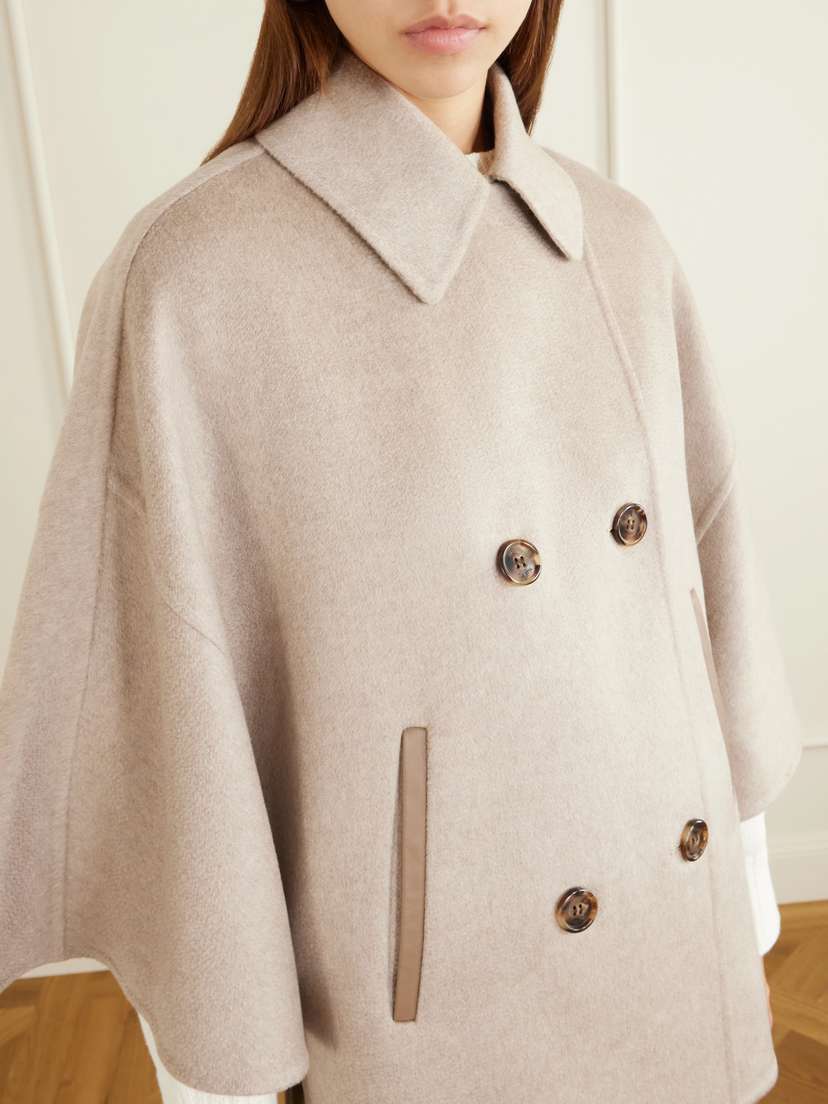 Max Mara Leather-trimmed Cashmere Cape | Thumbnail 5 Max Mara Leather-trimmed Cashmere Cape | Thumbnail 5