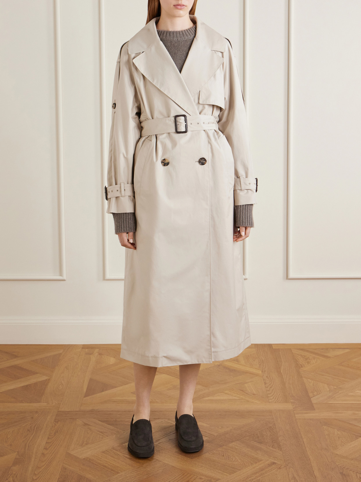Cotton-Blend Twill Trench-Coat