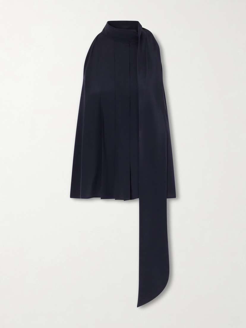 Max Mara Draped Pleated Silk Blouse