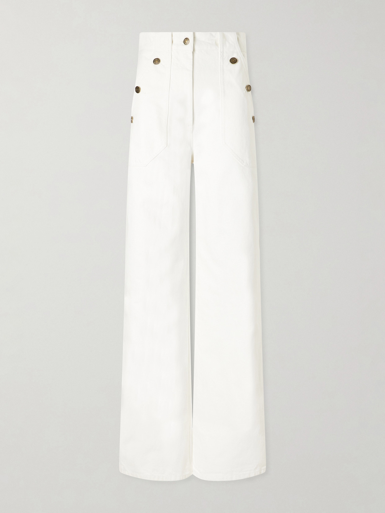 Max Mara Logo-embroidered High-rise Wide-leg Jeans In White