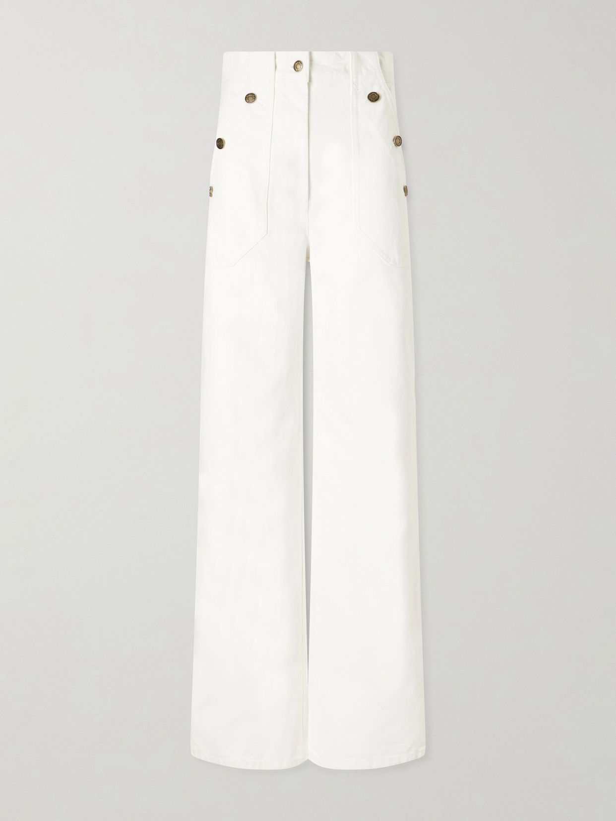 logo embroidered high rise wide leg jeans