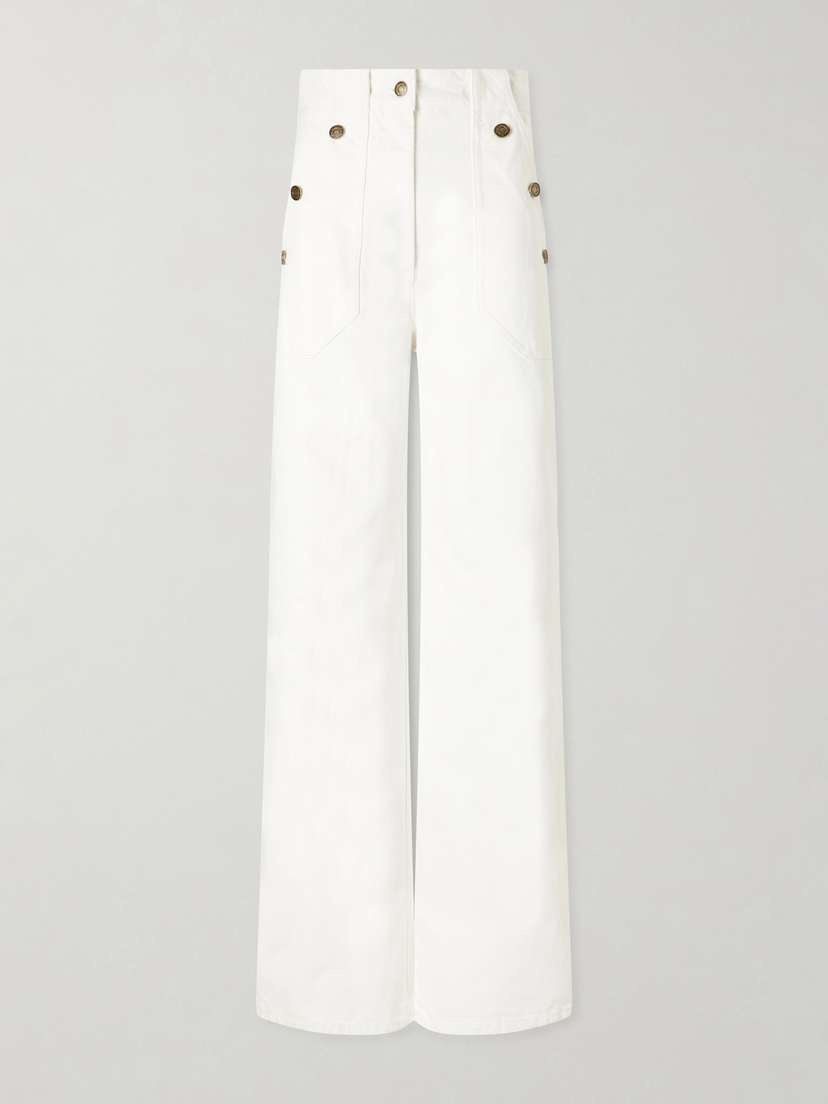 Max Mara Logo-embroidered High-rise Wide-leg Jeans