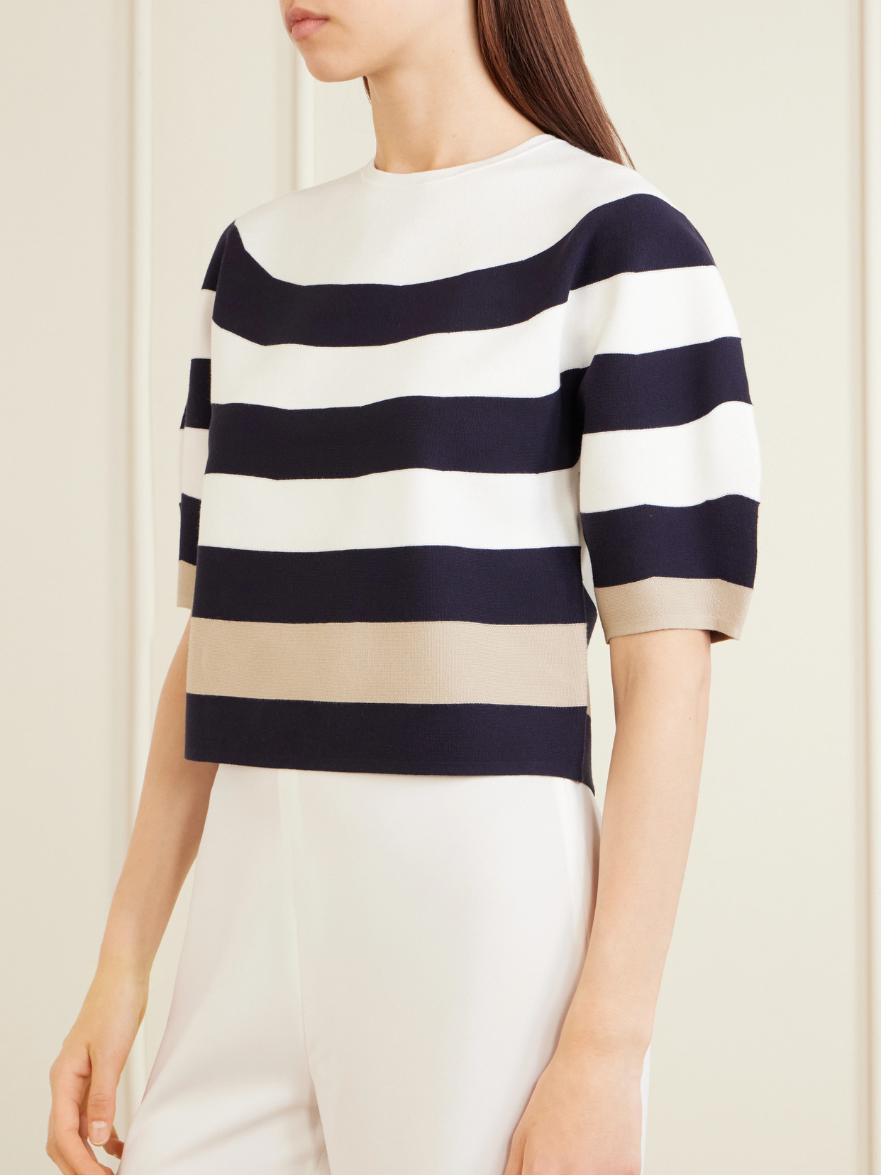 Max Mara Striped Jersey Sweater In Multi
