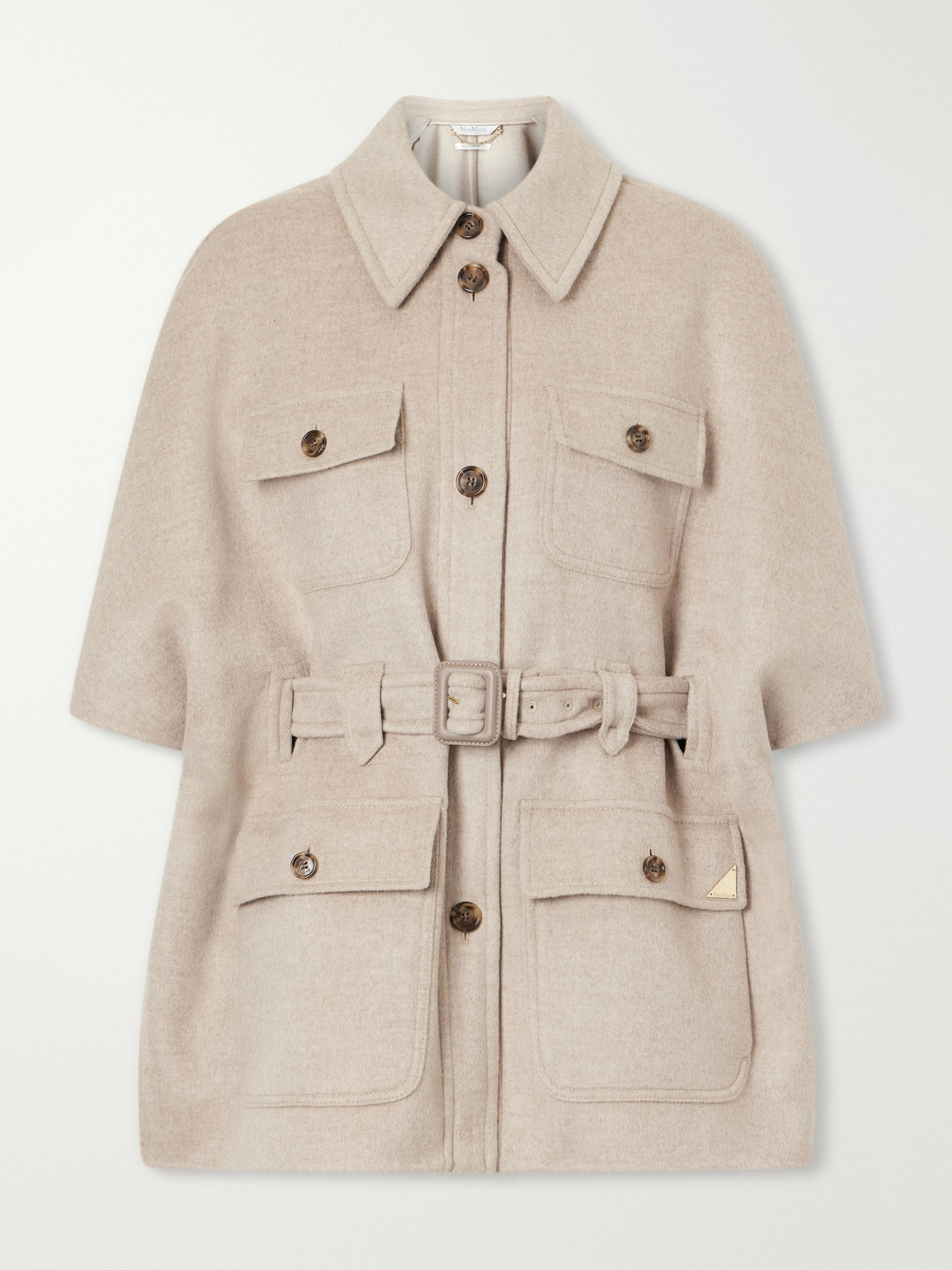 Max Mara Belted Cashmere Cape In Gray