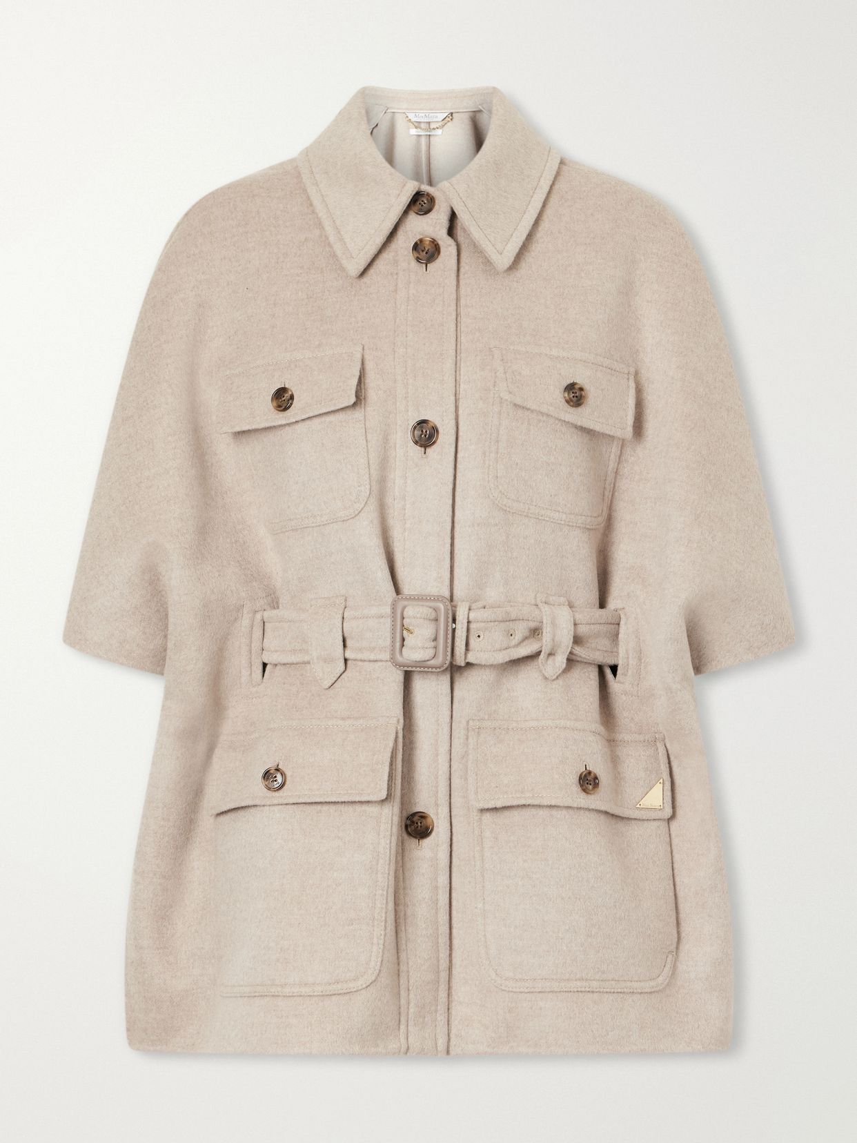 Belted cashmere cape