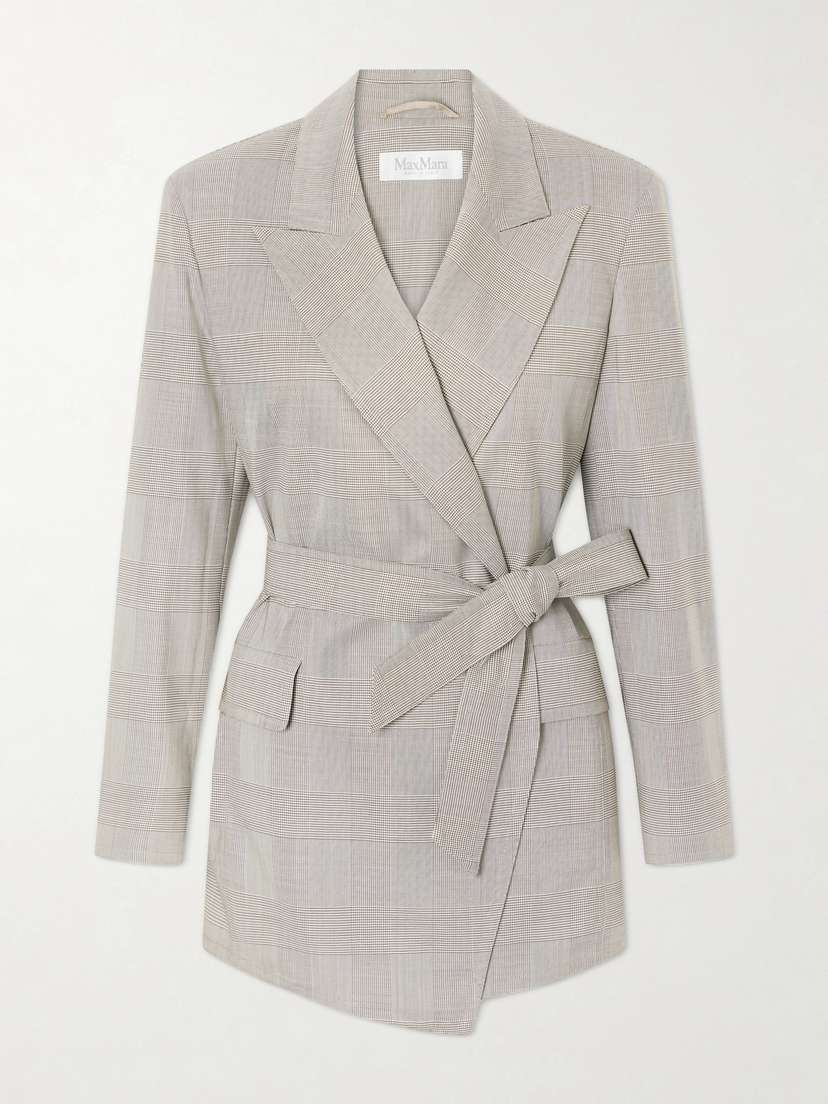 Max Mara Belted Checked Wool Blazer | Thumbnail 6 Max Mara Belted Checked Wool Blazer | Thumbnail 6