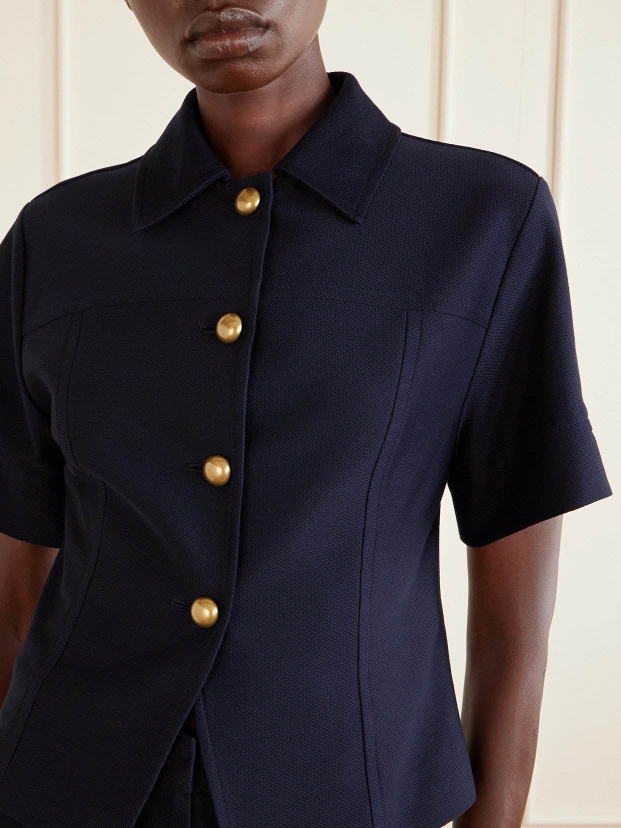 Paneled Cotton-Piqué Shirt