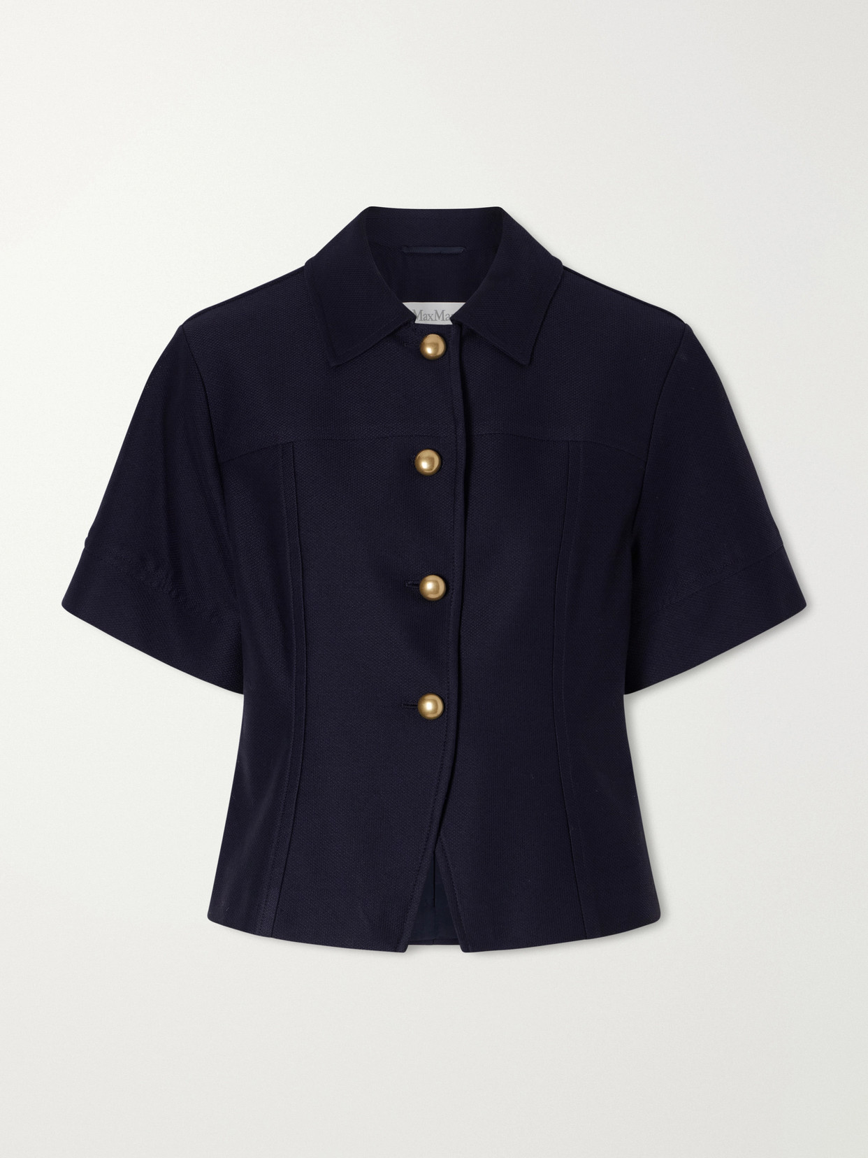 Max Mara Paneled Cotton-piqué Shirt In Black