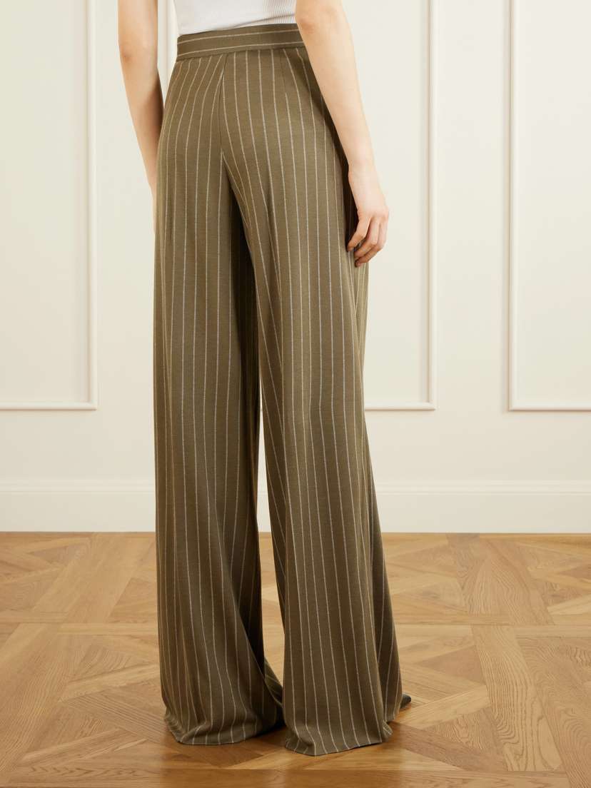 Max Mara Striped Pleated Jersey Wide-leg Pants | Thumbnail 4 Max Mara Striped Pleated Jersey Wide-leg Pants | Thumbnail 4