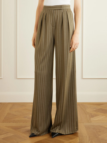 Max Mara Striped pleated jersey wide-leg pants
