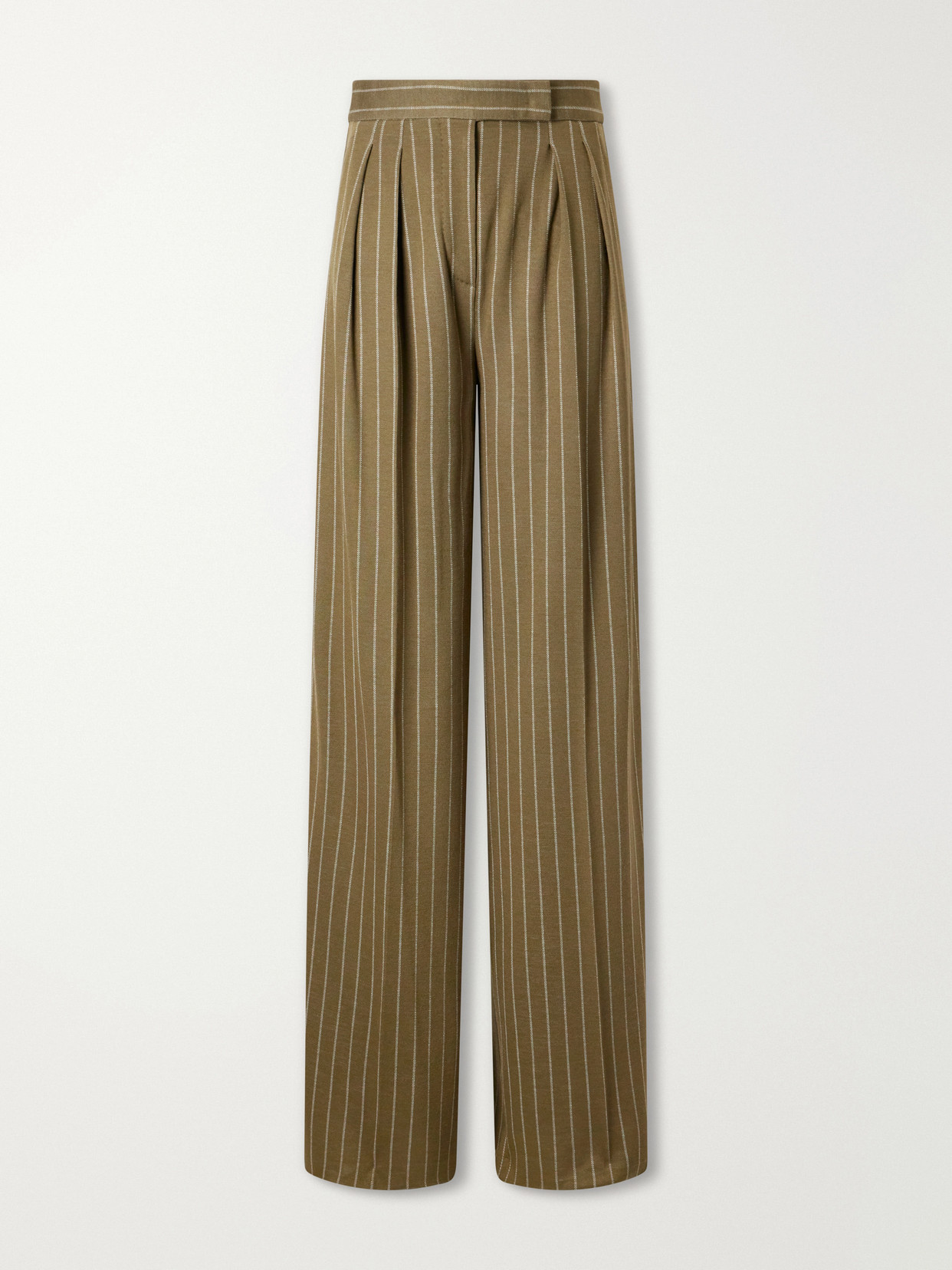 Max Mara Striped Pleated Jersey Wide-leg Pants In Brown