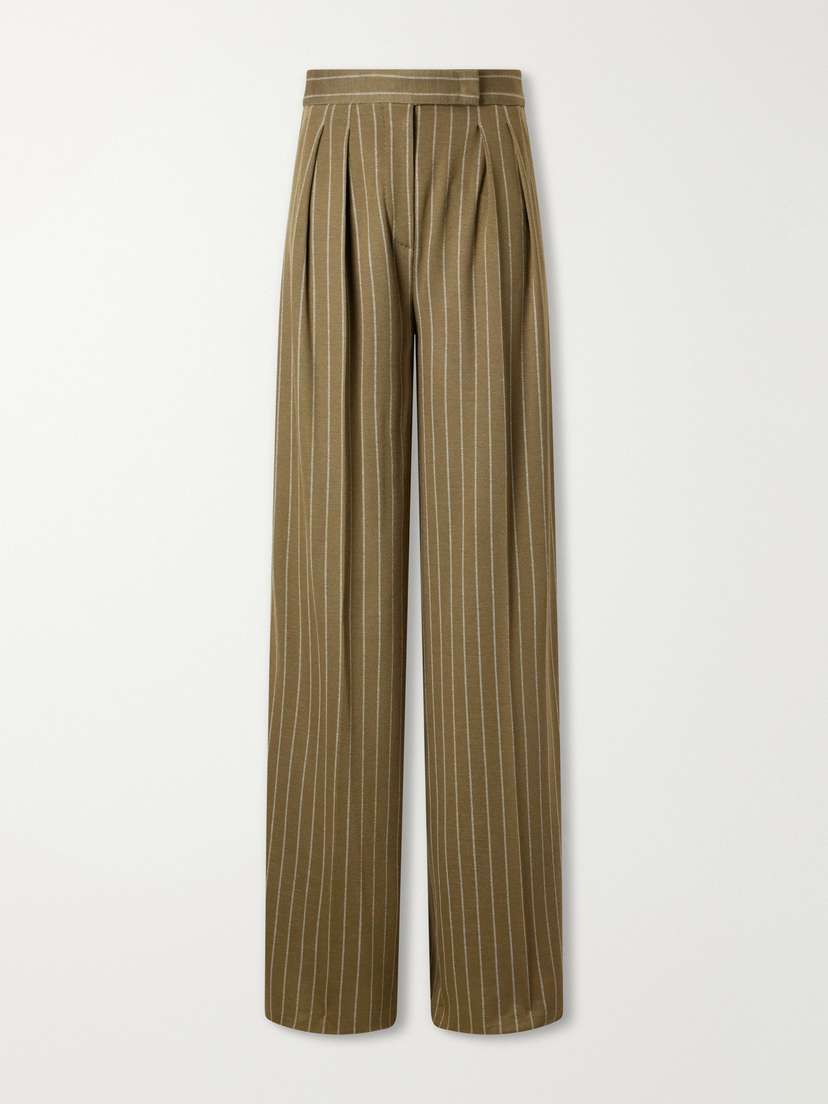Max Mara Striped Pleated Jersey Wide-leg Pants