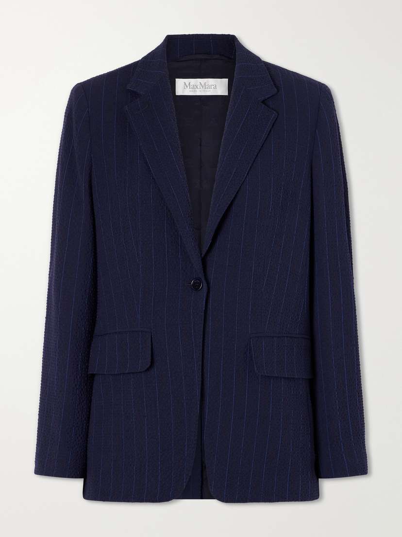 Max Mara Pinstriped Wool-blend Seersucker Blazer