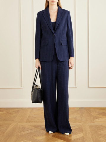 Max Mara Baobab pinstriped wool-blend seersucker blazer