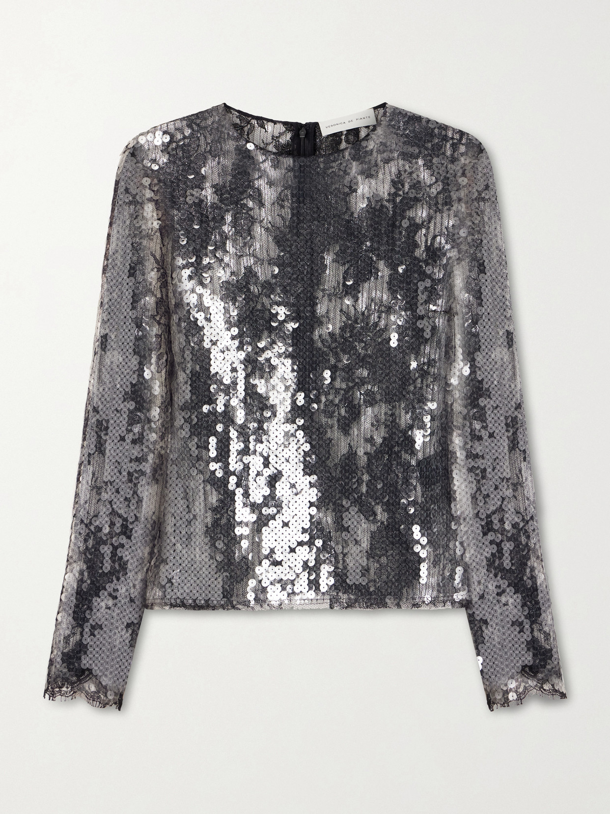 Veronica De Piante Dalia Lace And Sequins Blouse In Black