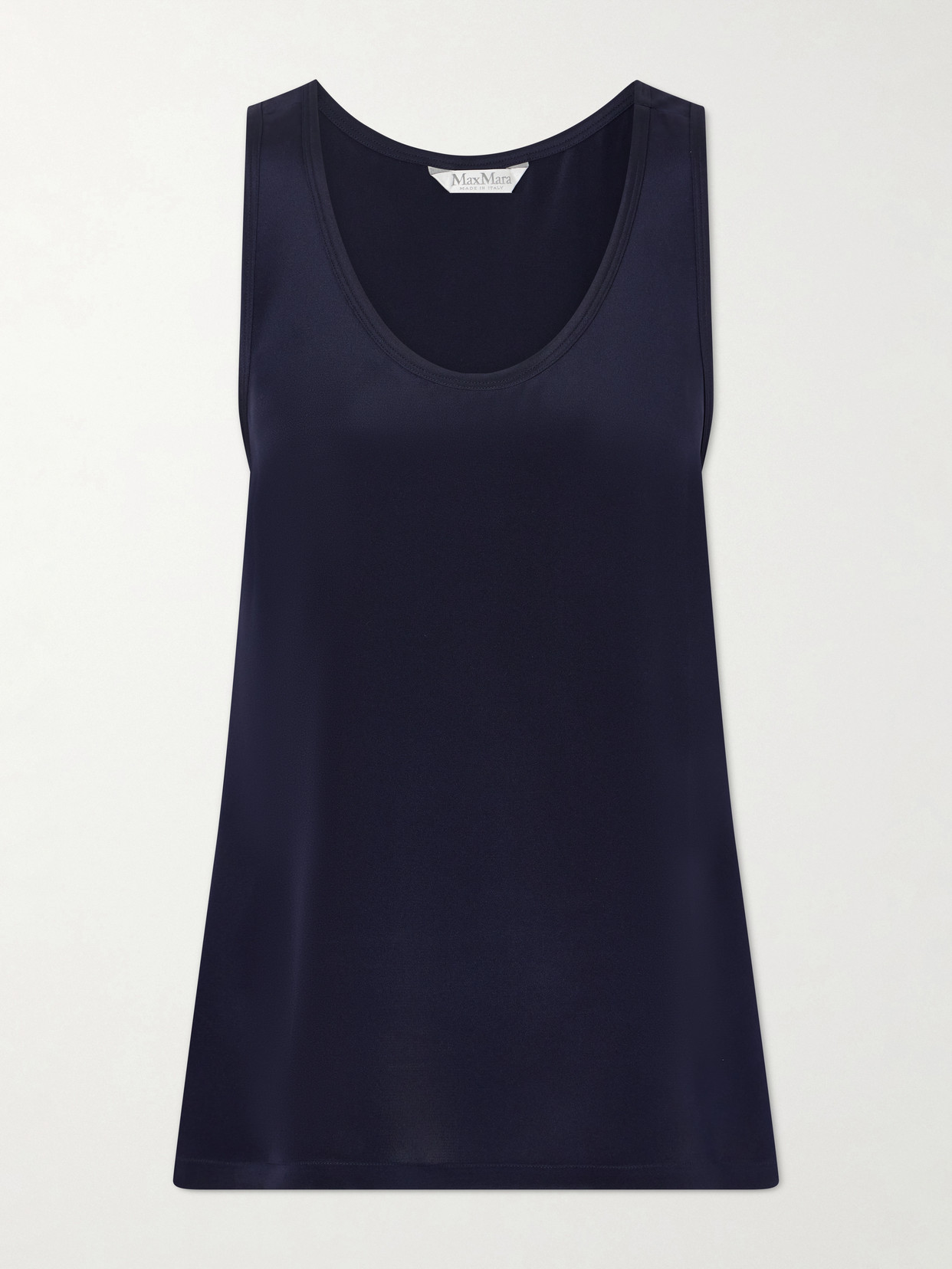 Max Mara Draped Silk Tank In Blue
