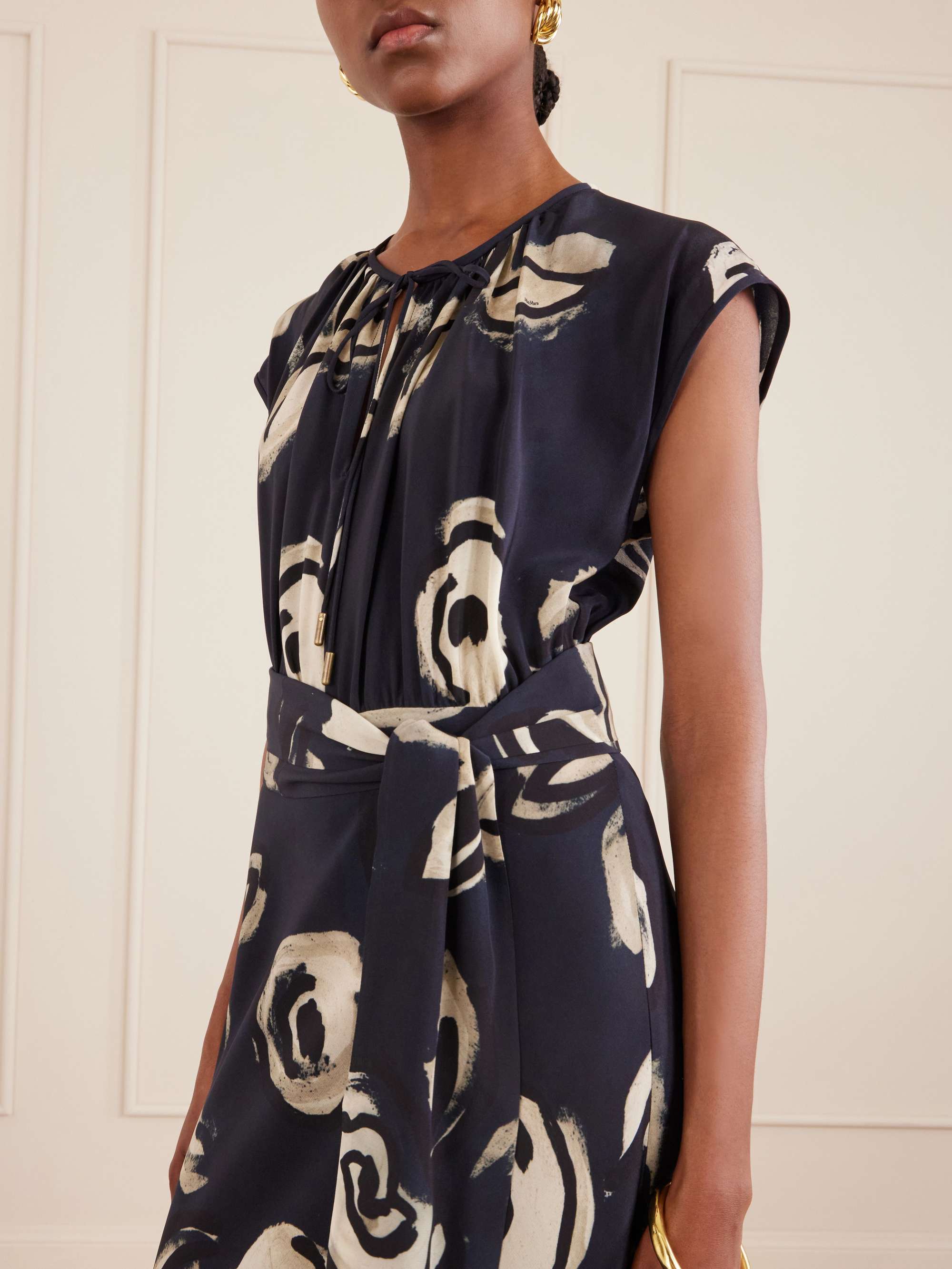 max mara silk chiffon dress Max Mara | Woman - Dress in printed chiffon - Black