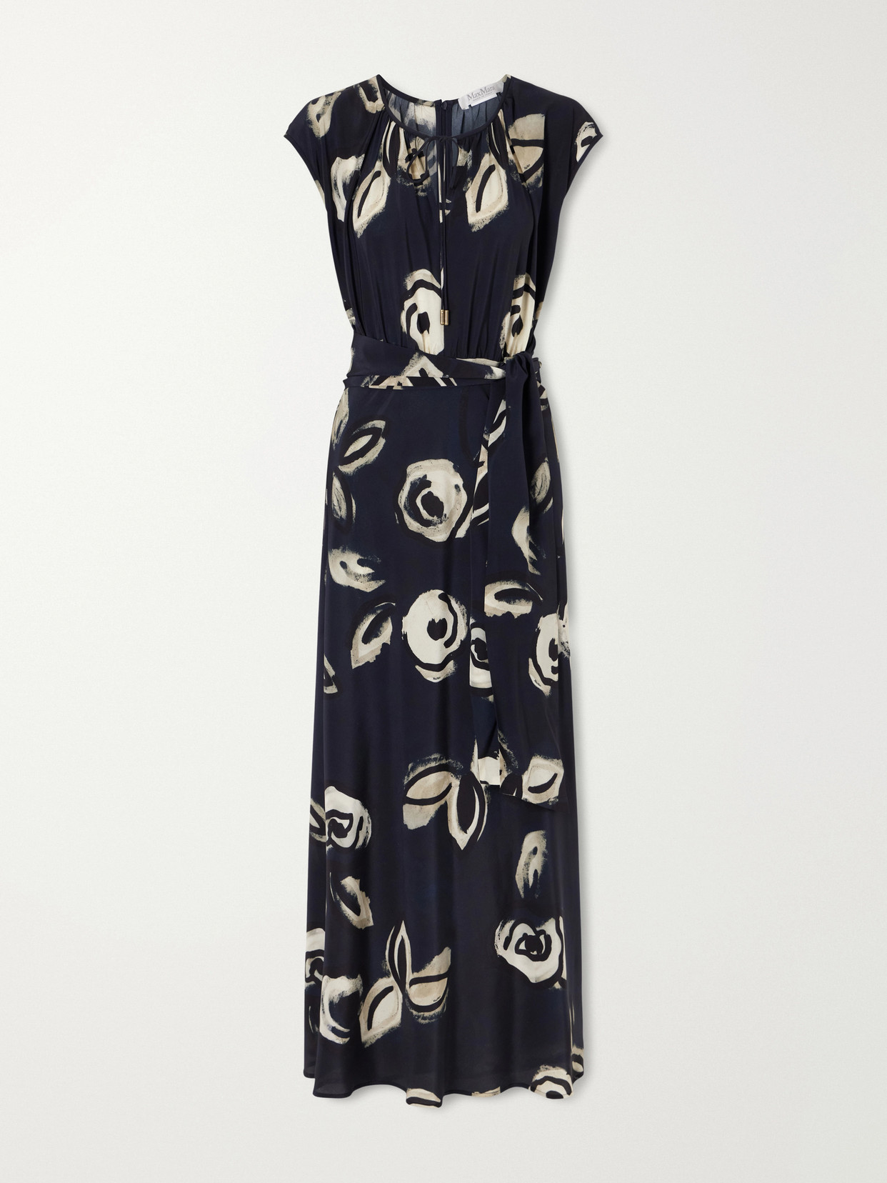 Max Mara - Tie-detailed Silk-chiffon Maxi Dress - Blue