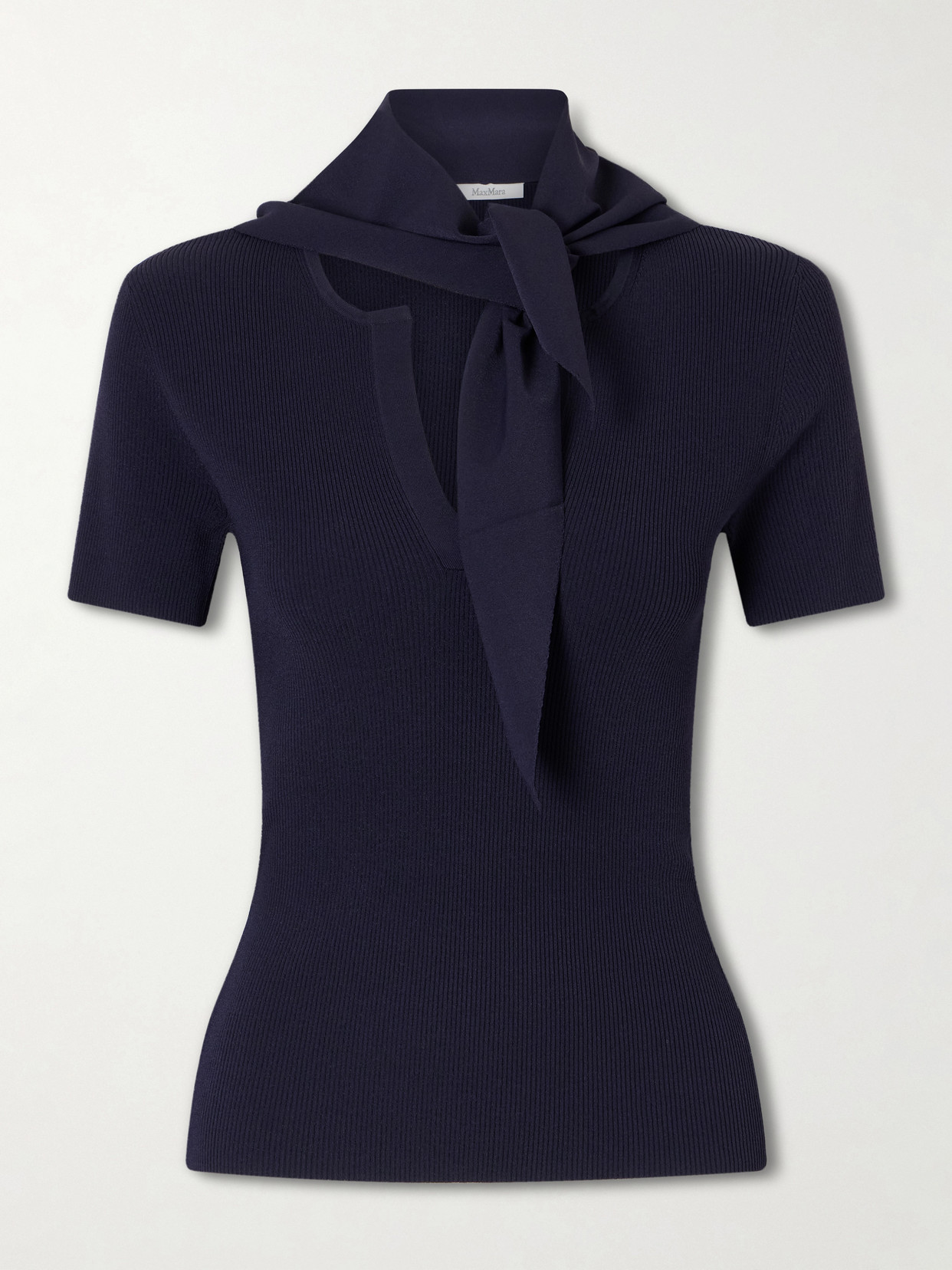 Tie-Detailed Ribbed Jersey T-Shirt