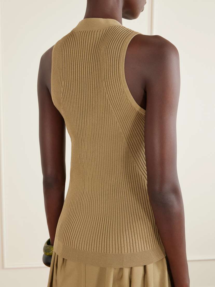 Max Mara Lace-detailed Ribbed Cotton-blend Vest | Thumbnail 4 Max Mara Lace-detailed Ribbed Cotton-blend Vest | Thumbnail 4
