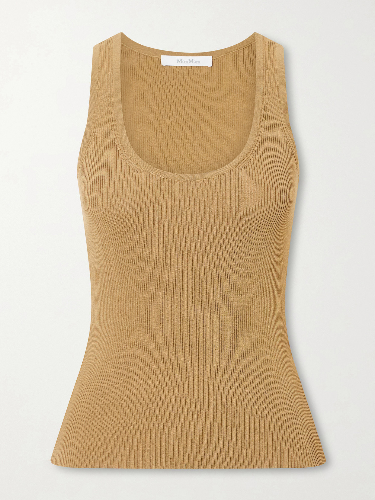 Max Mara Ribbed Woven Tank In Brown