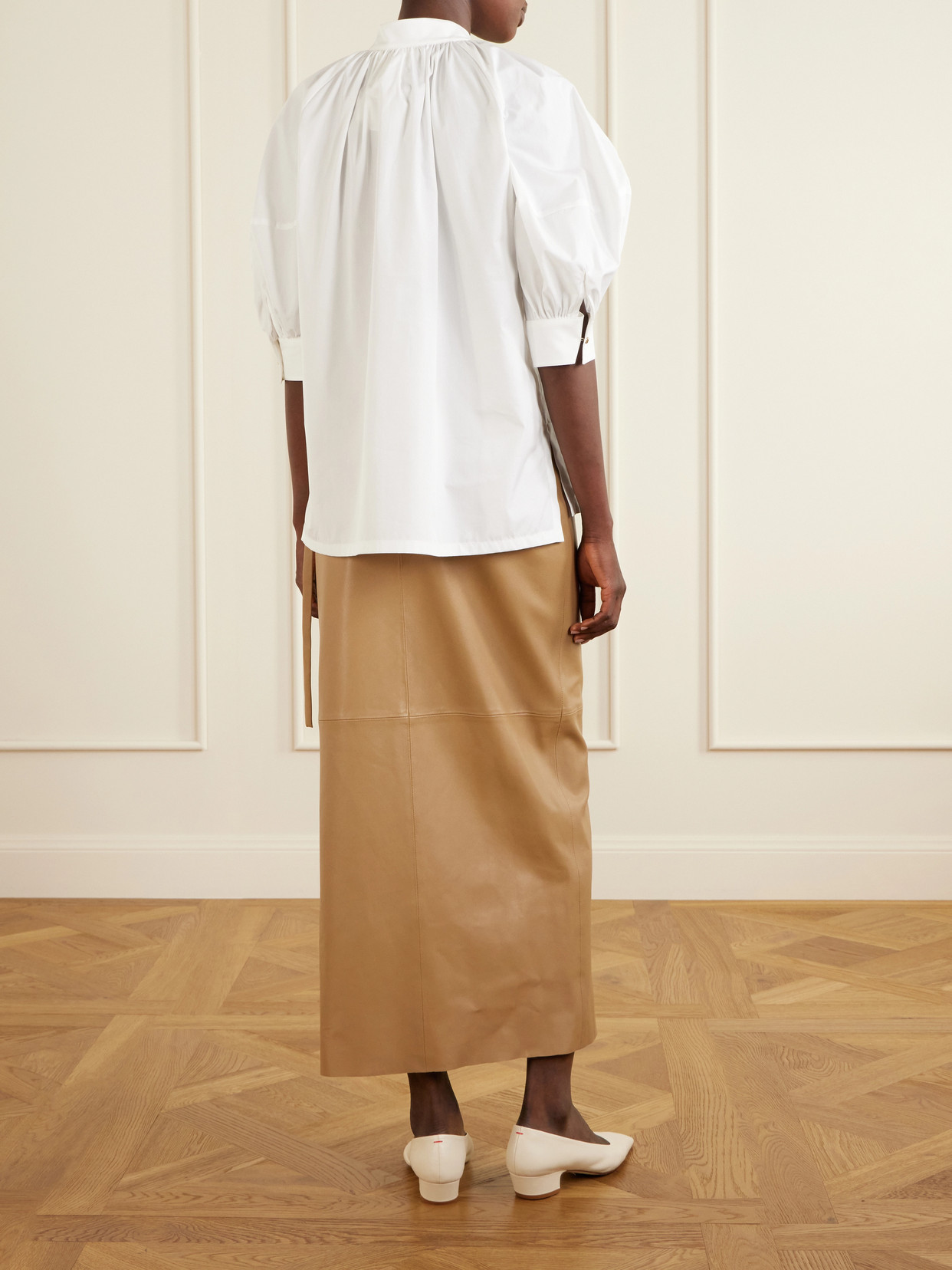 Scarf-Detailed Cotton Shirt