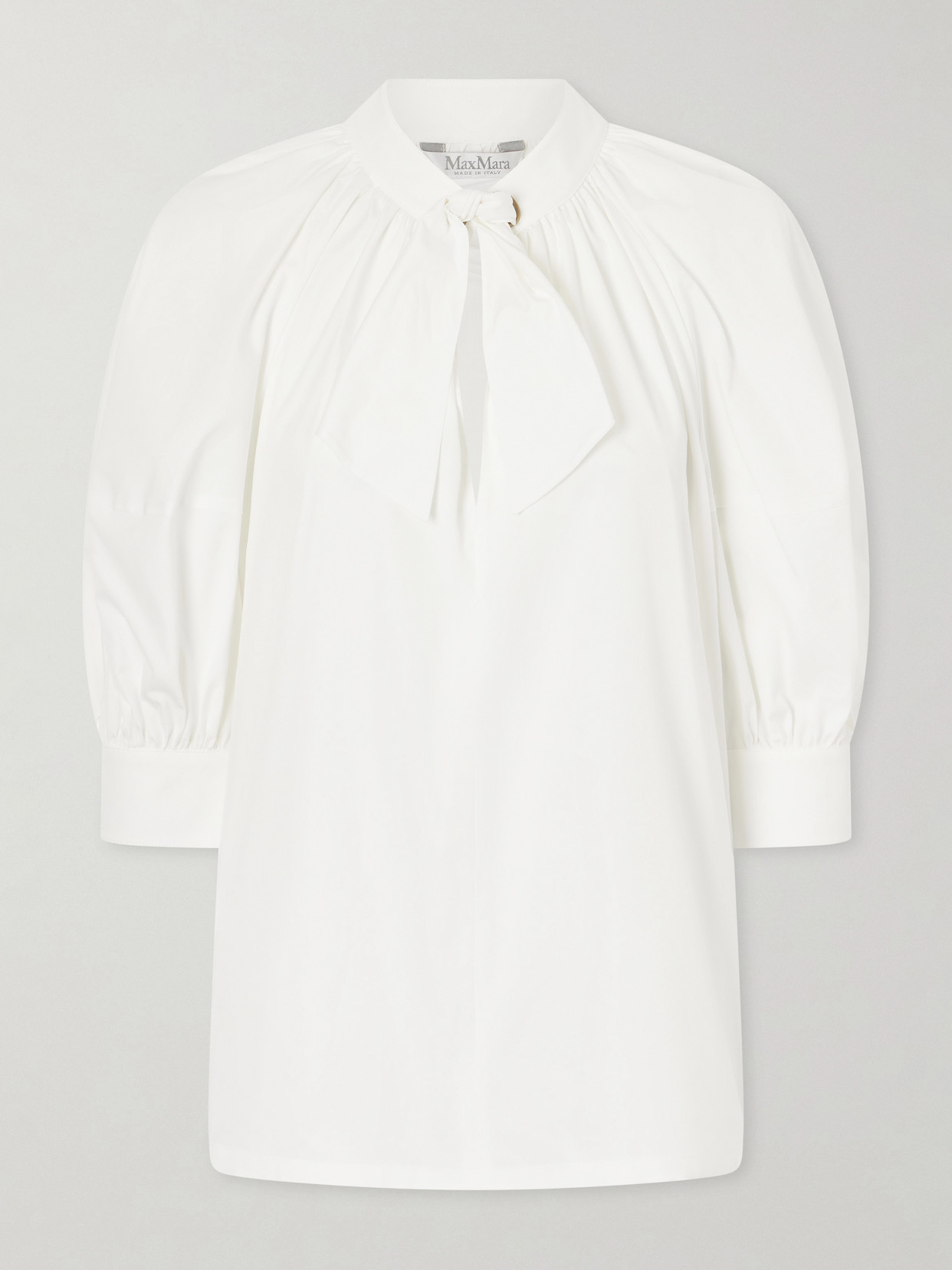 Max Mara Scarf-detailed Cotton Shirt In White