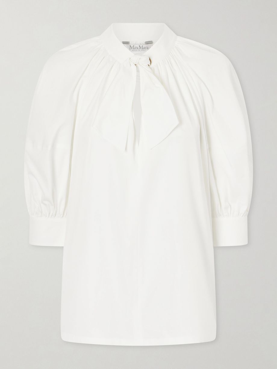 Scarf-detailed cotton shirt