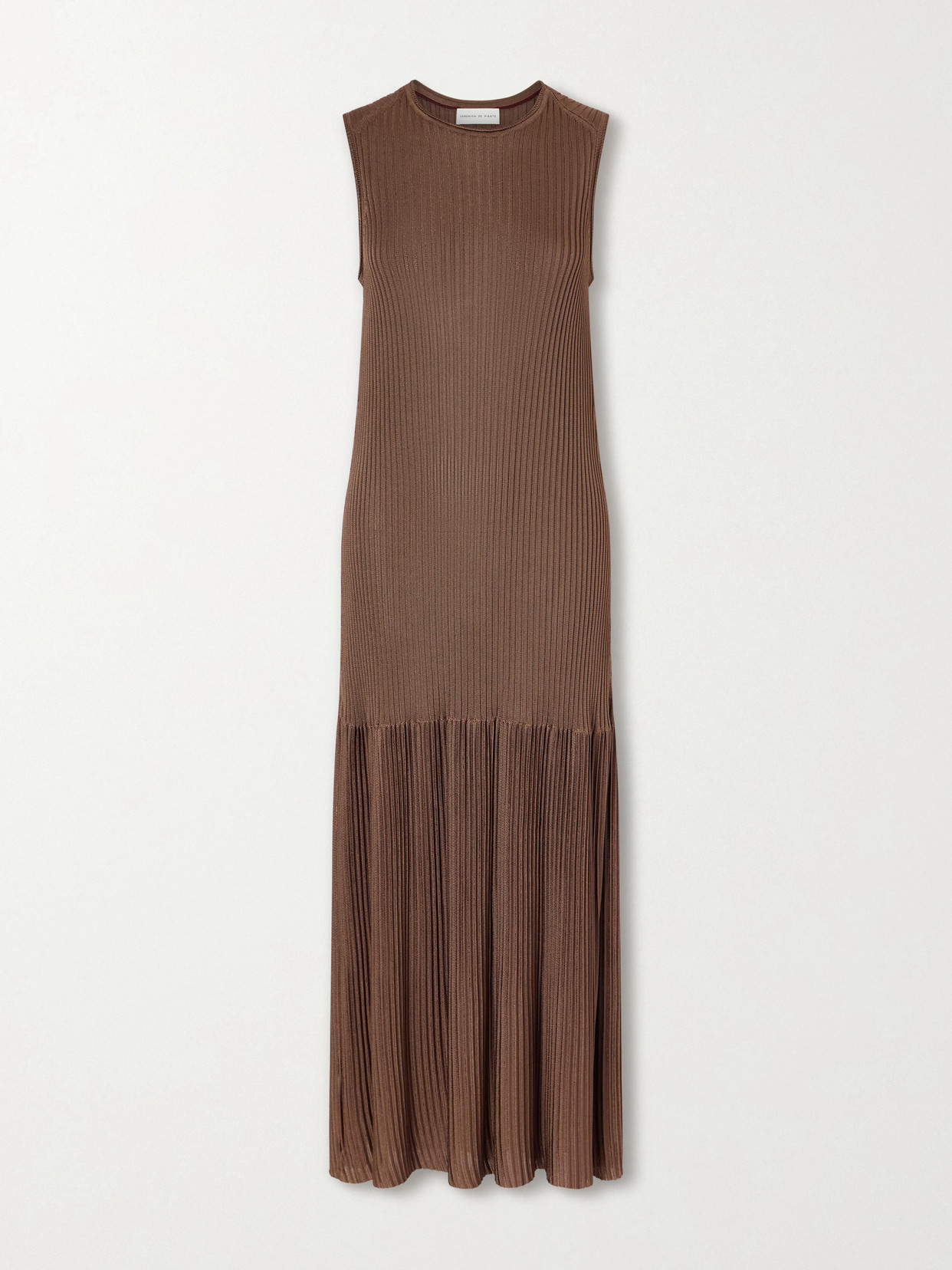 Veronica De Piante Gabby Ribbed Maxi Dress In Brown