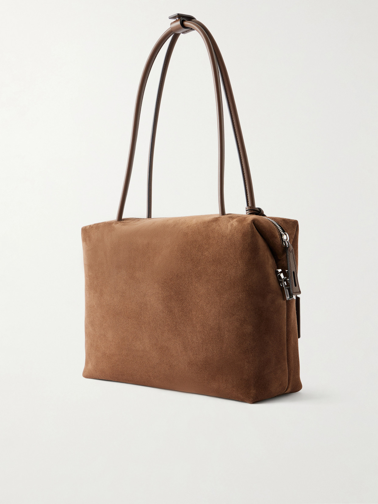 Leather-Trimmed Suede Shoulder Bag