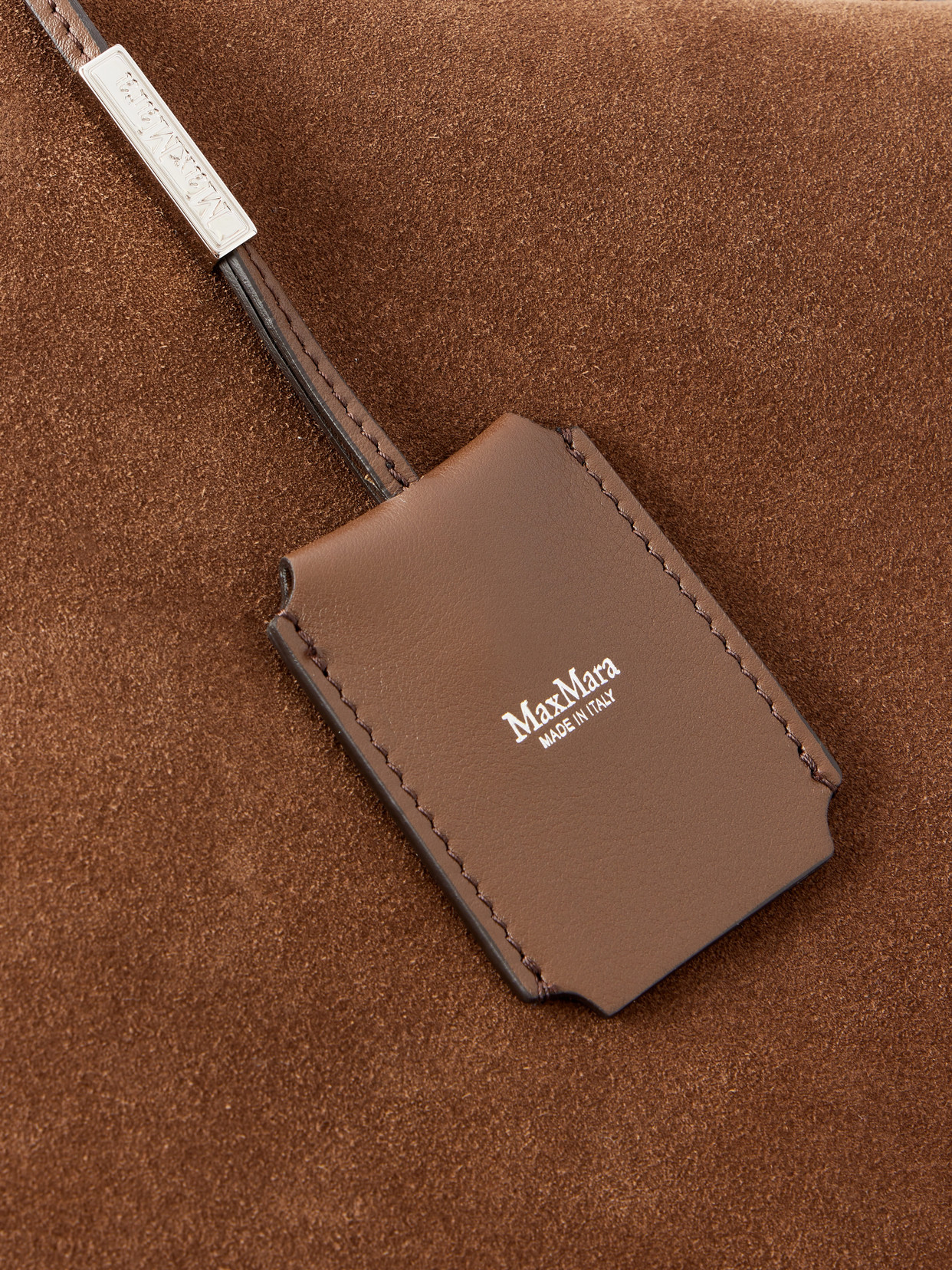 Leather-Trimmed Suede Shoulder Bag